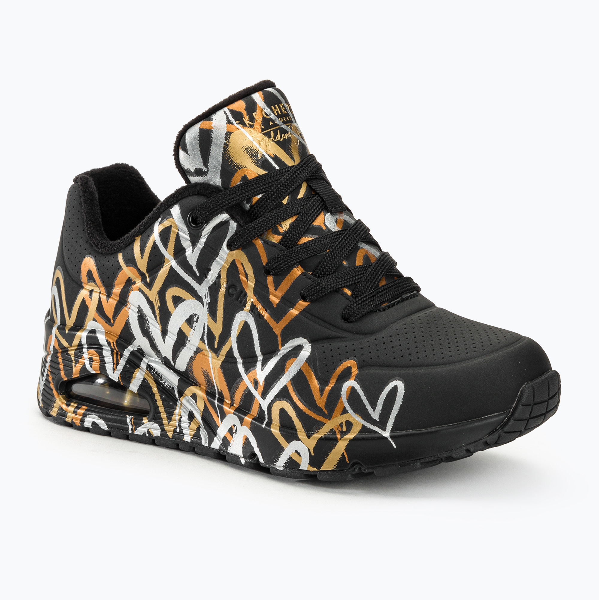 Buty damskie SKECHERS JGoldcrown Uno Metallic Love black/metallic 