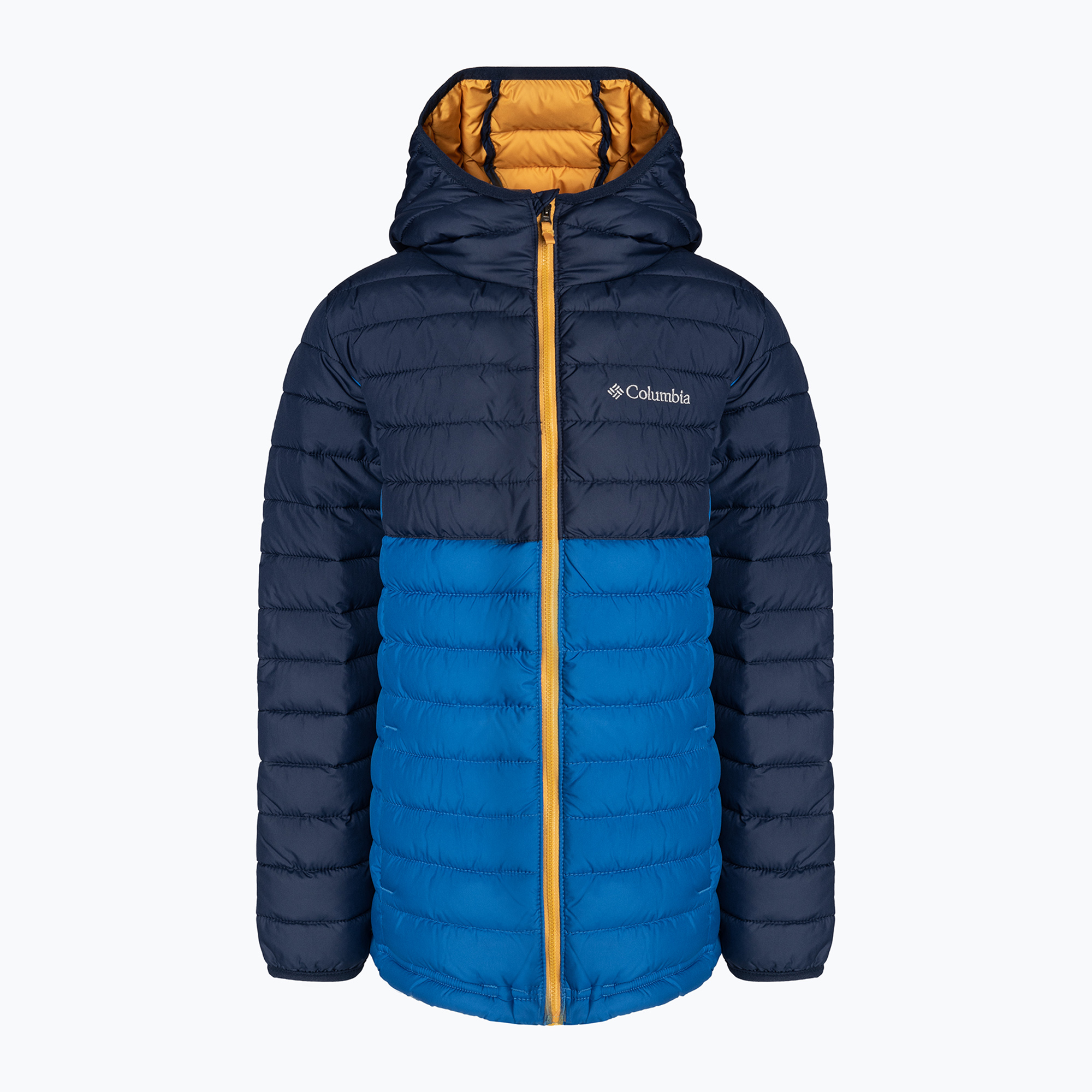 Piumino Columbia Powder Lite da bambino con cappuccio indaco brillante/collegiate navy (M) (Powder Lite Hooded 1802901436)