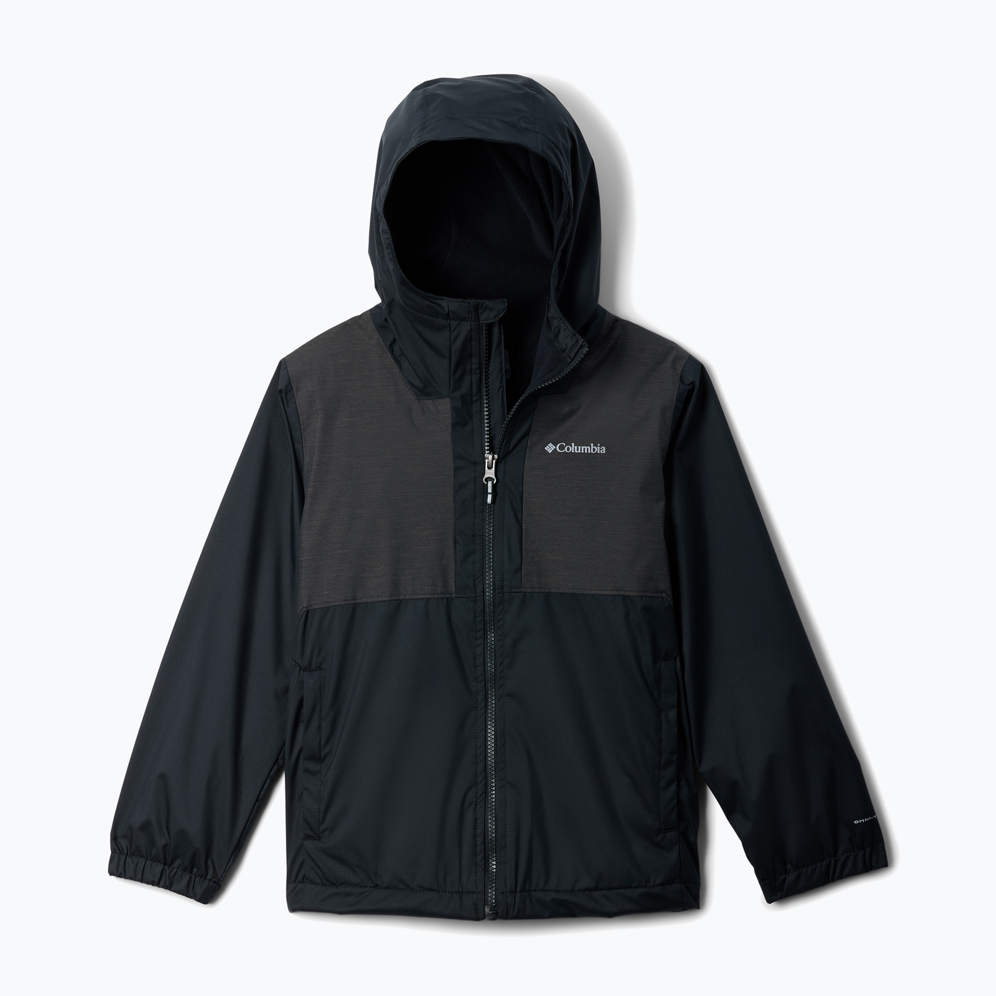Kurtka przeciwdeszczowa dziecięca Columbia Rainy Trails II Fleece mountain black/black slub 