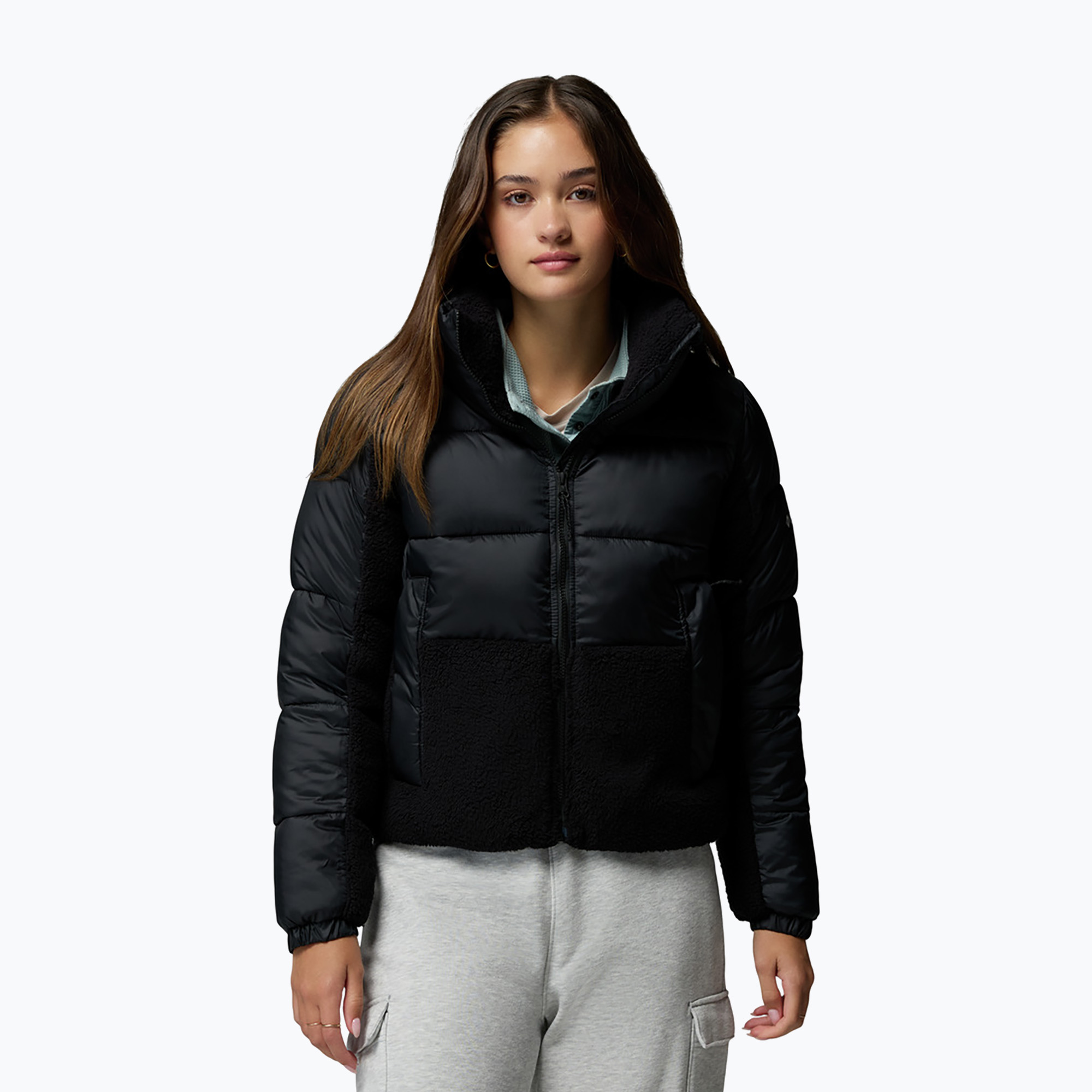 Geacă hibrid pentru femei Columbia Leadbetter Point II Sherpa Hybrid black
