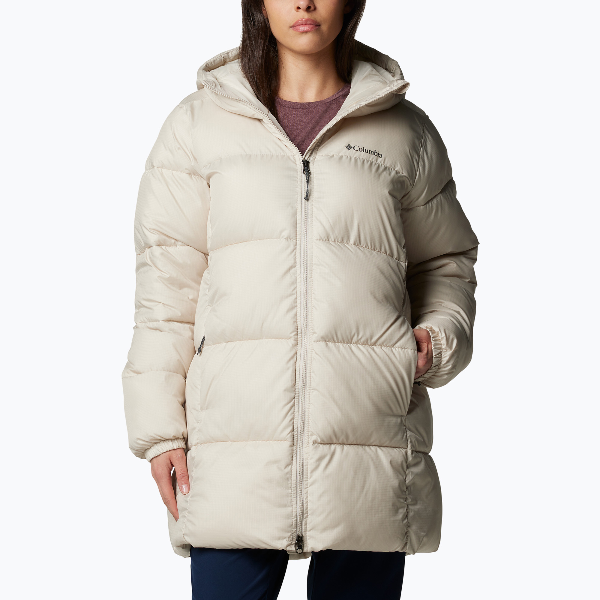 Kurtka damska Columbia Puffect II Mid Hooded dark stone 