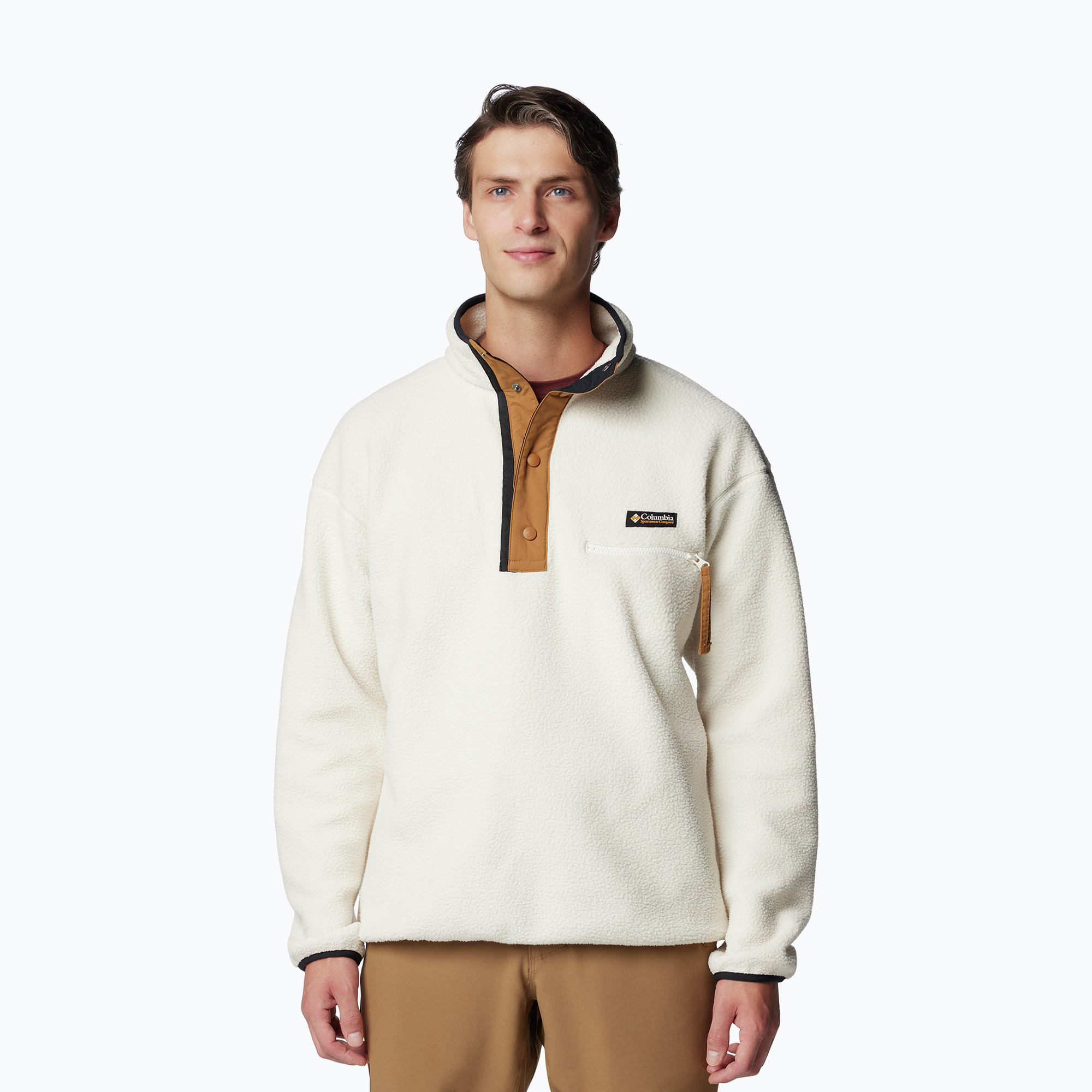 Bluza polarowa męska Columbia Helvetia II Half Snap Fleece chalk 