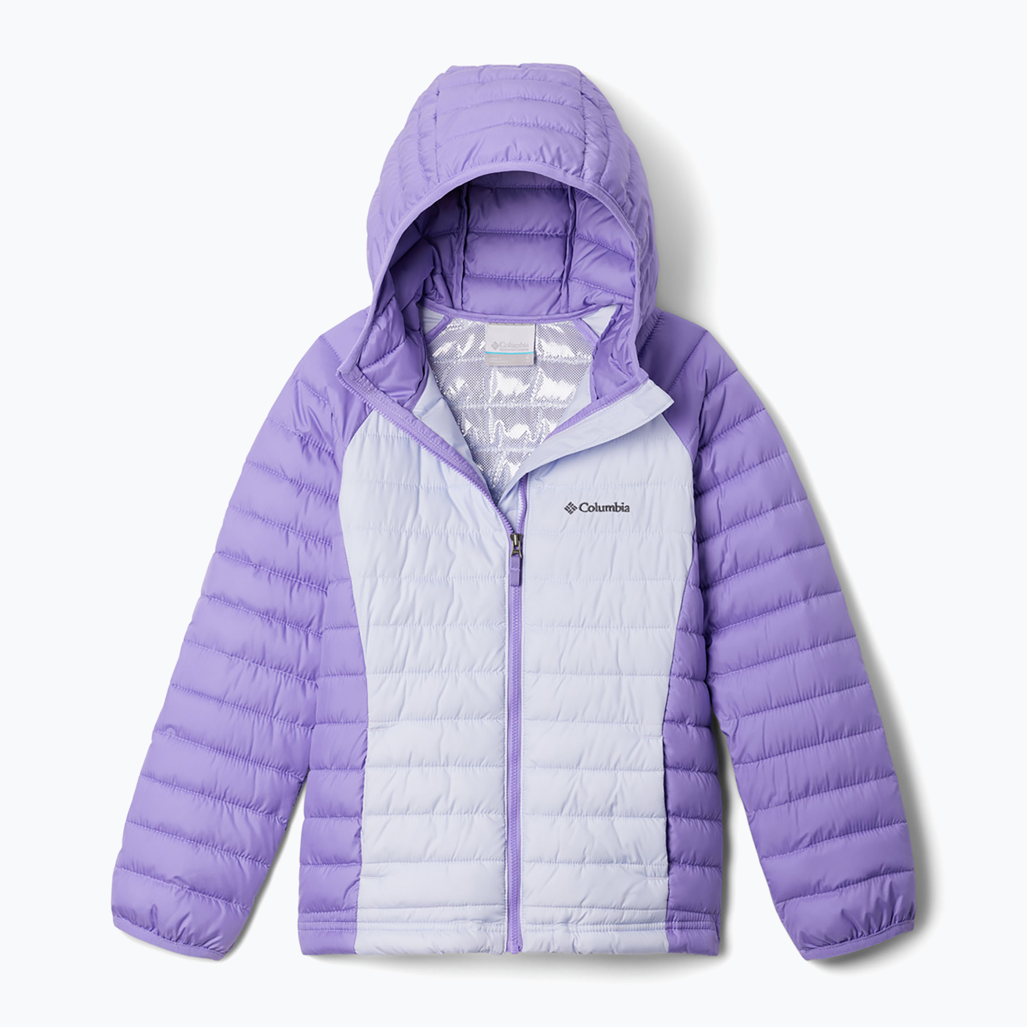Kurtka ocieplana dziecięca Columbia Powder Lite II Hooded snowdrift/ paisley purple 