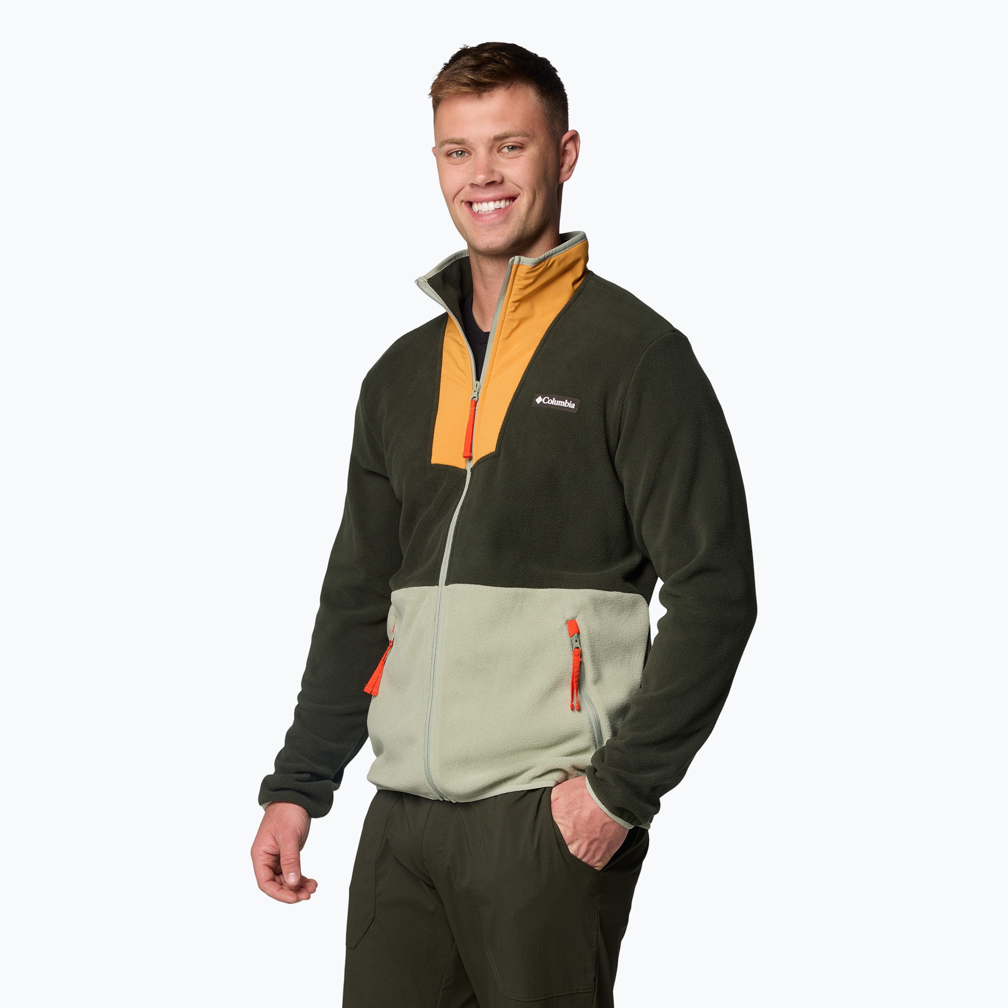 Bluza męska Columbia Sequoia Grove FZ Fleece greenscape/sunstone/safari/ spicy pull 