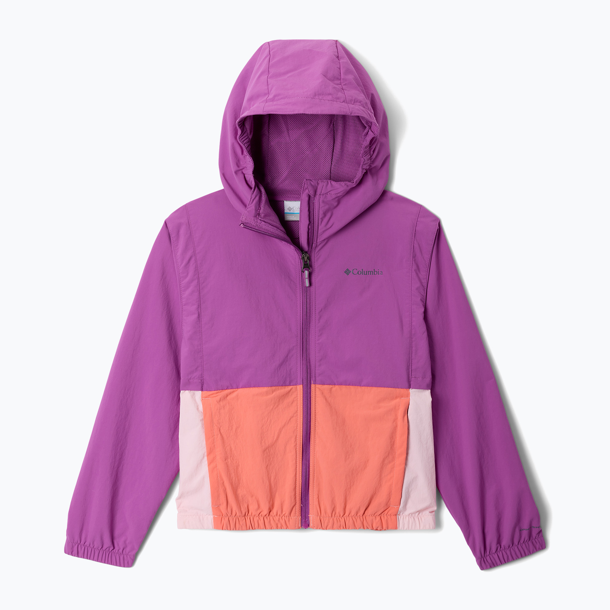 Kurtka przeciwwiatrowa dziecieca Columbia Tabor Trail Windbreaker razzle/satin pink/hot coral 