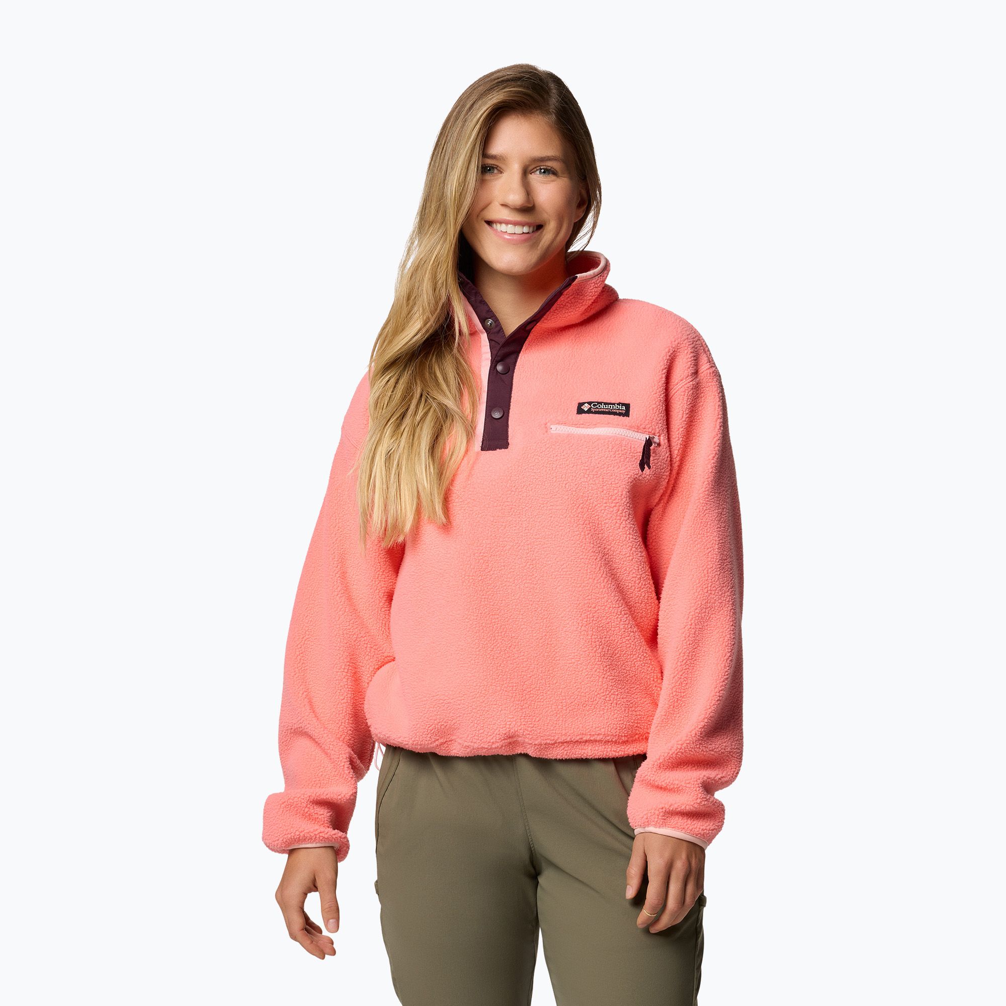 Bluza polarowa damska Columbia Helvetia II Cropped Half Snap Fleece alpenglow 