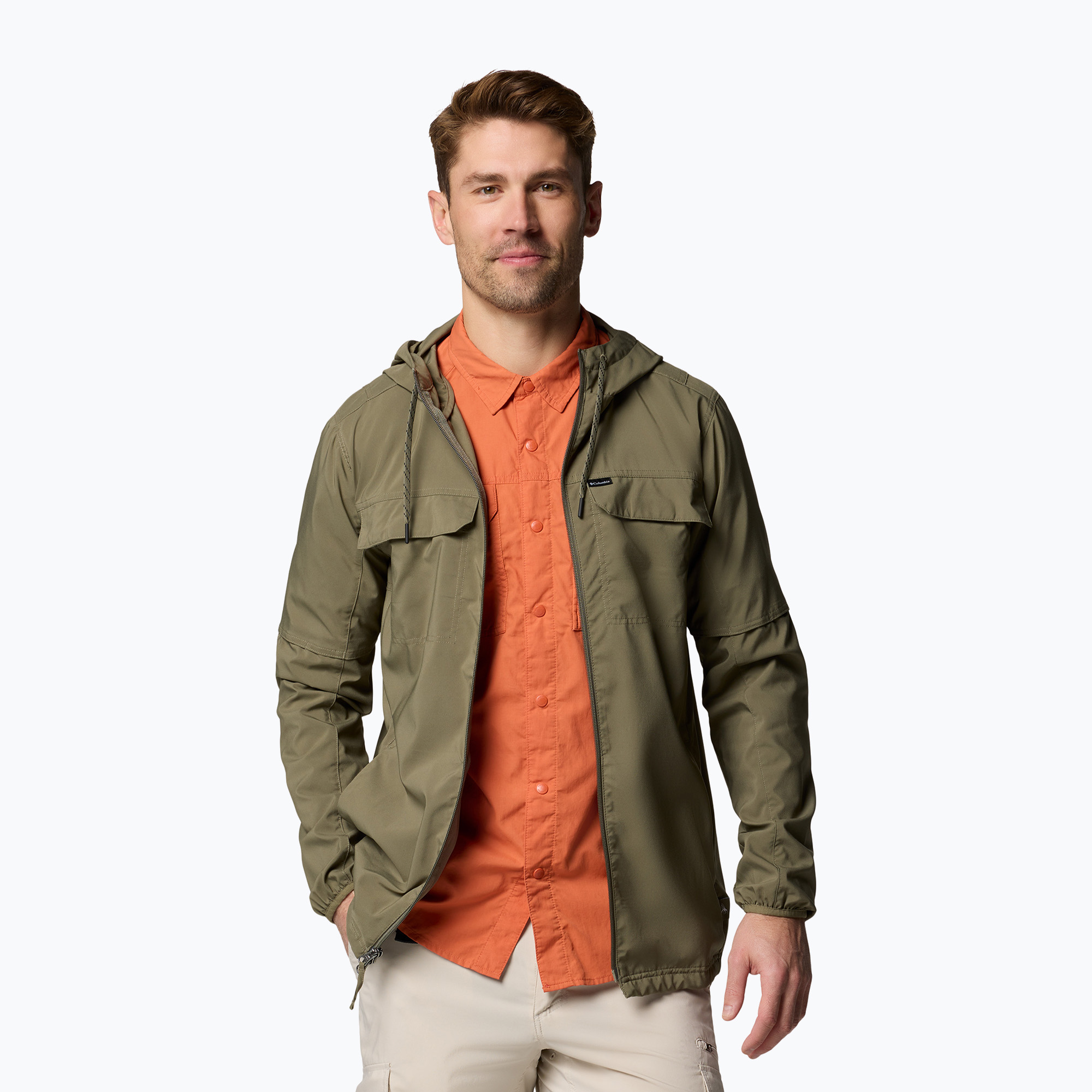 Men's trekking sweatshirt Columbia Skien Valley Hooded stone green (S)
