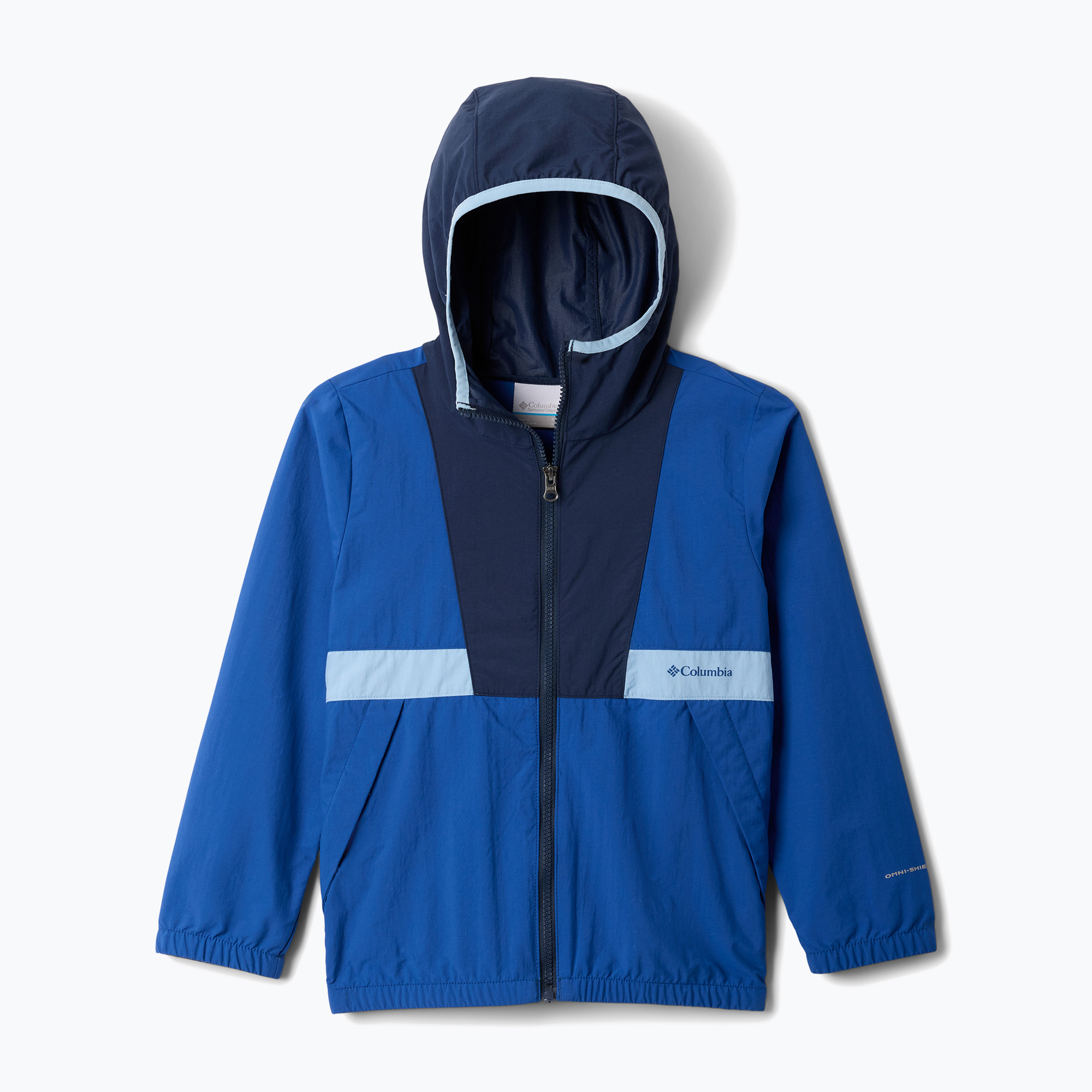 Kurtka przeciwwiatrowa dziecięca Columbia Spire Valley Windbreaker mountain blue/collegiate navy/ripple blue 