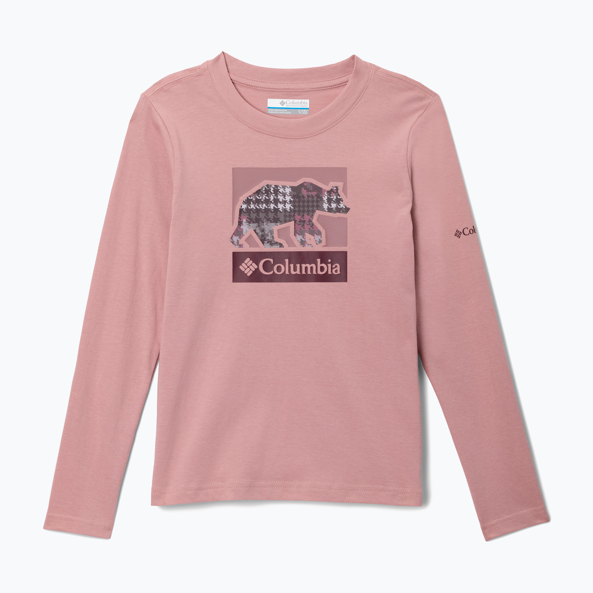 Детска блуза с дълъг ръкав за трекинг Columbia Hazeldel Hill Graphic Tee eraser pink/barely printed