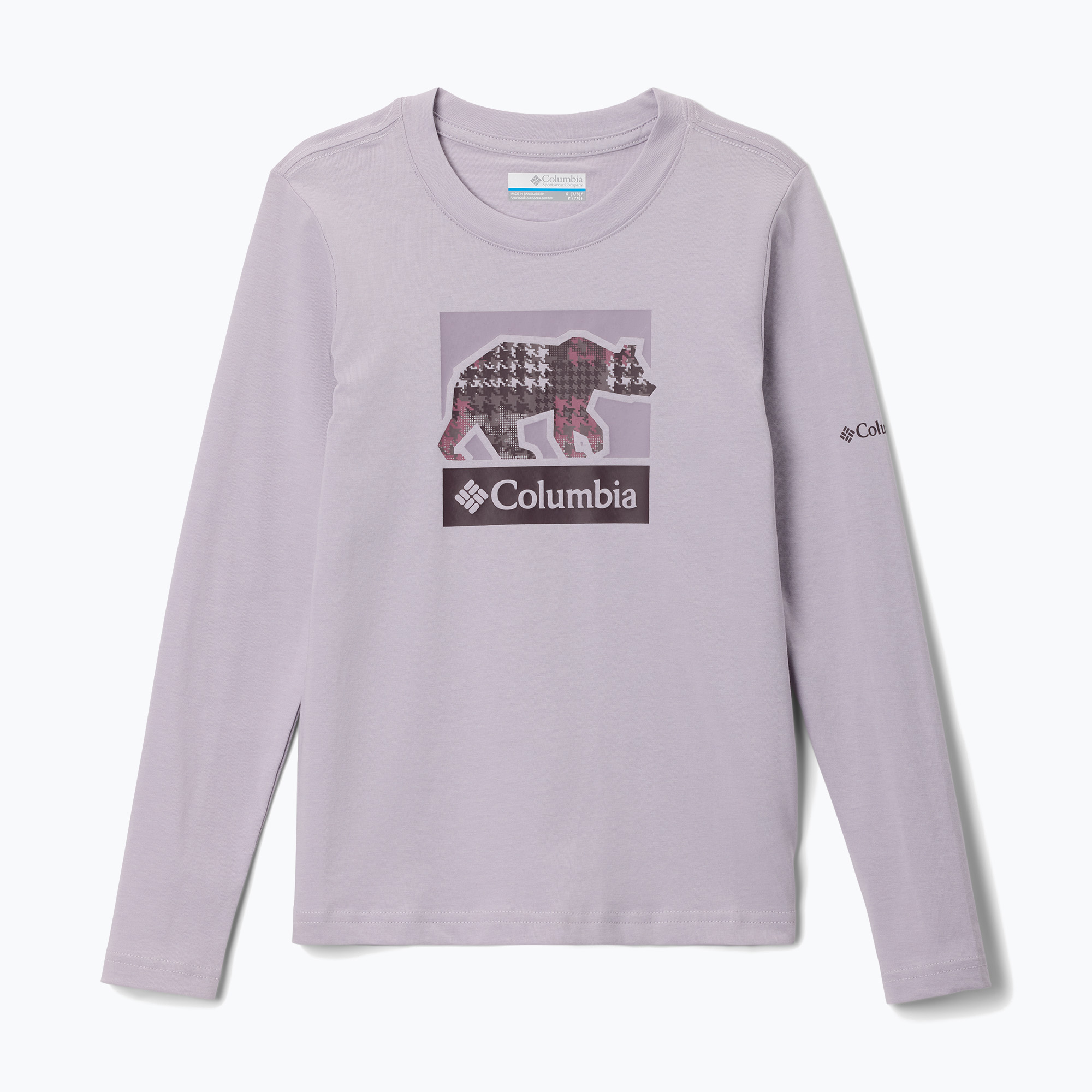 Детска блуза с дълъг ръкав за трекинг Columbia Hazeldel Hill Graphic Tee lavender pearl/barely printed