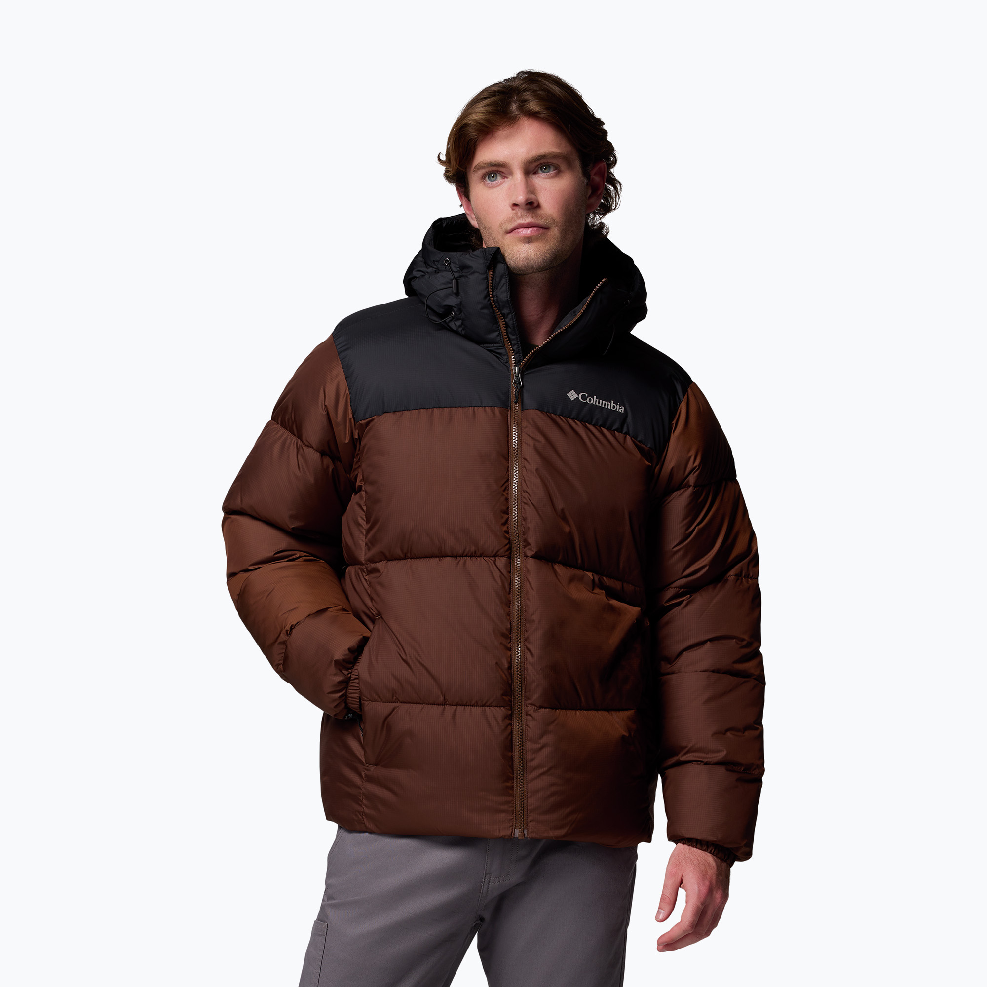 Kurtka ocieplana męska Columbia Puffect II Hooded tobacco/black 