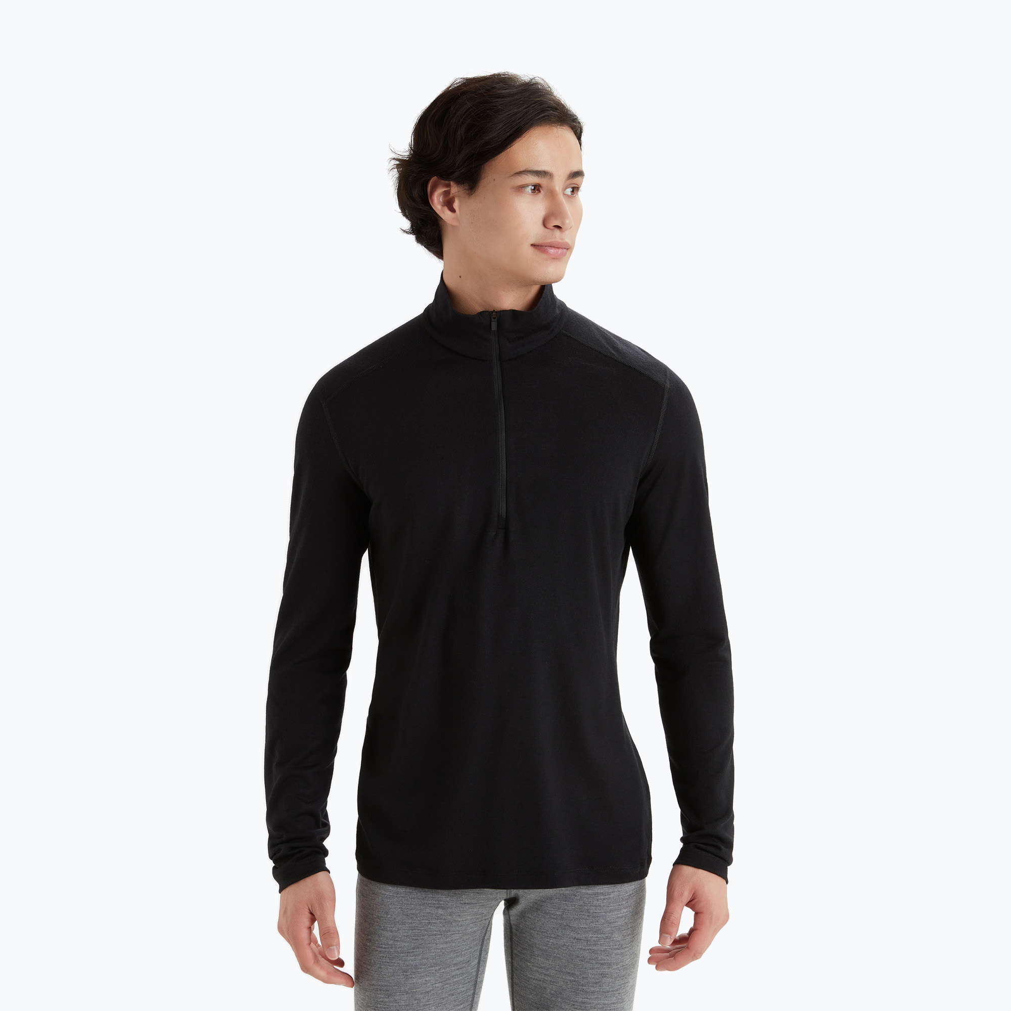 Men's Icebreaker Merino 200 Oasis Half Zip thermal longsleeve black (M)