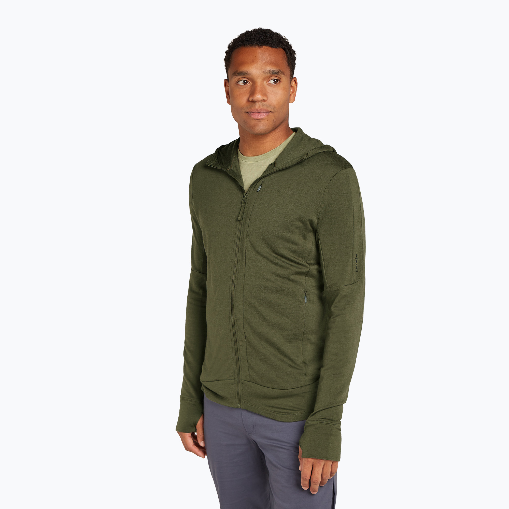 Bluza męska icebreaker Merino 260 Quantum IV Zip Hoodie loden 