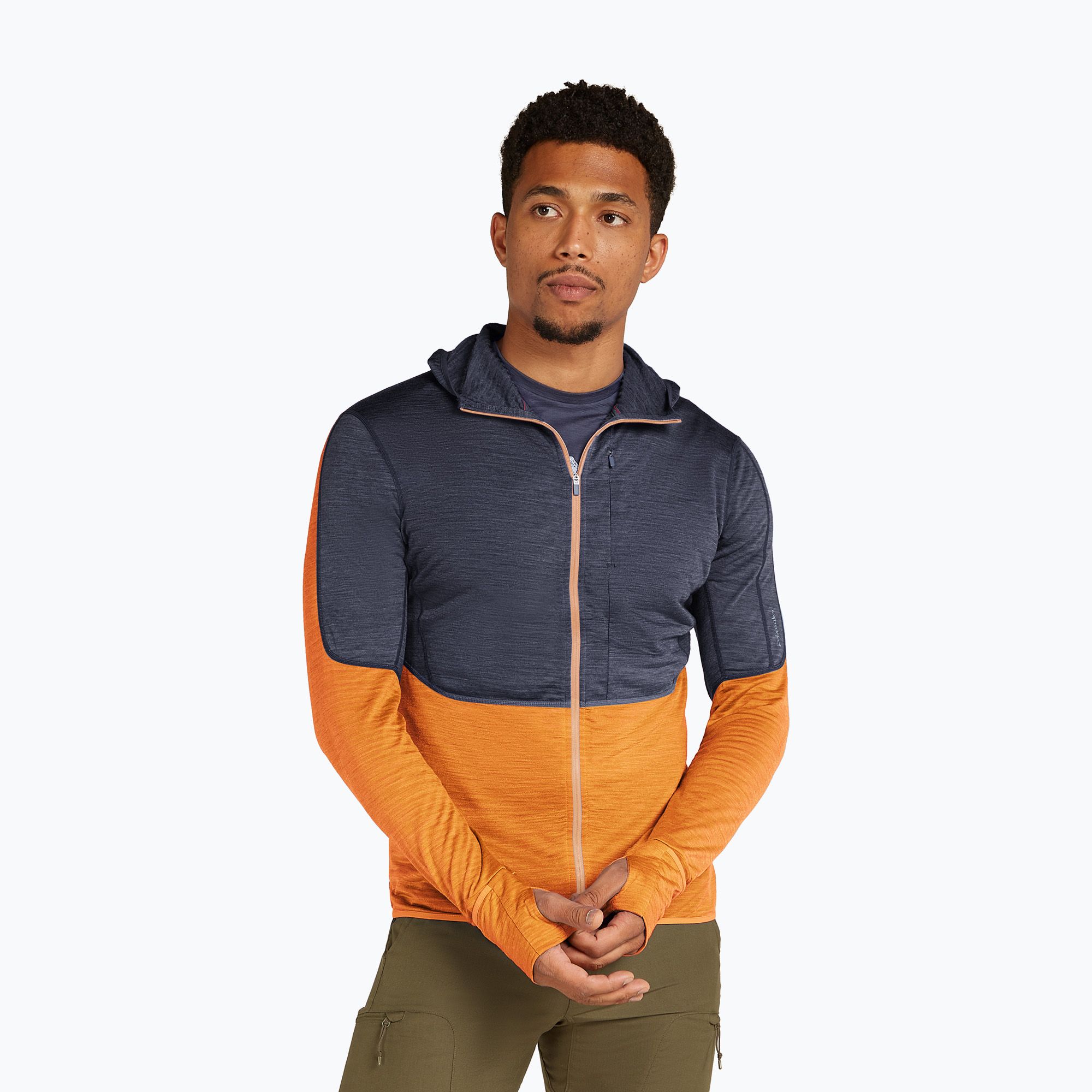 Bluza trekkingowa męska icebreaker Merino 200 Realfleece Descender Zip Hoodie graphite/ray 