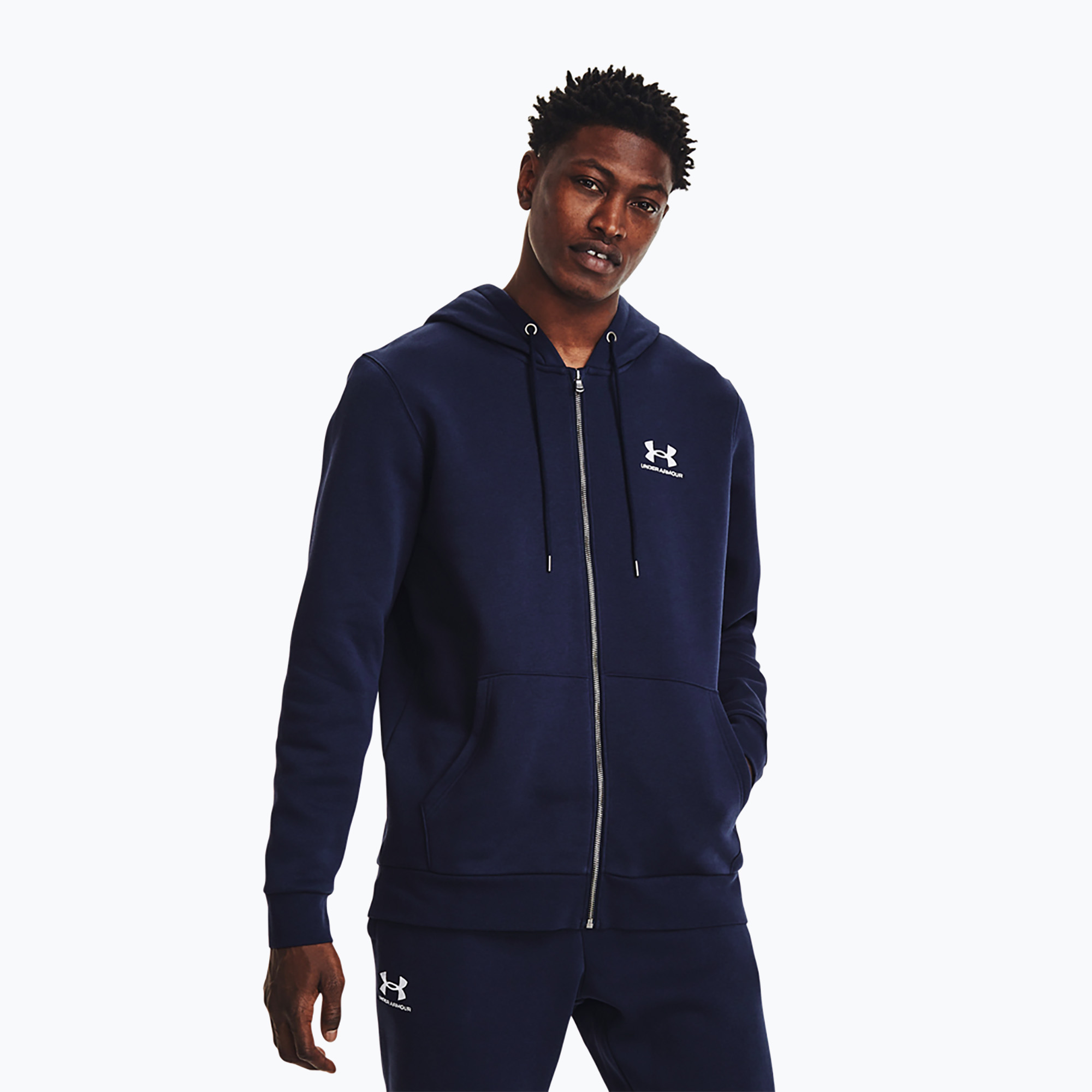 Bluza męska Under Armour Essential Fleece FZ Hood midnight navy/white 