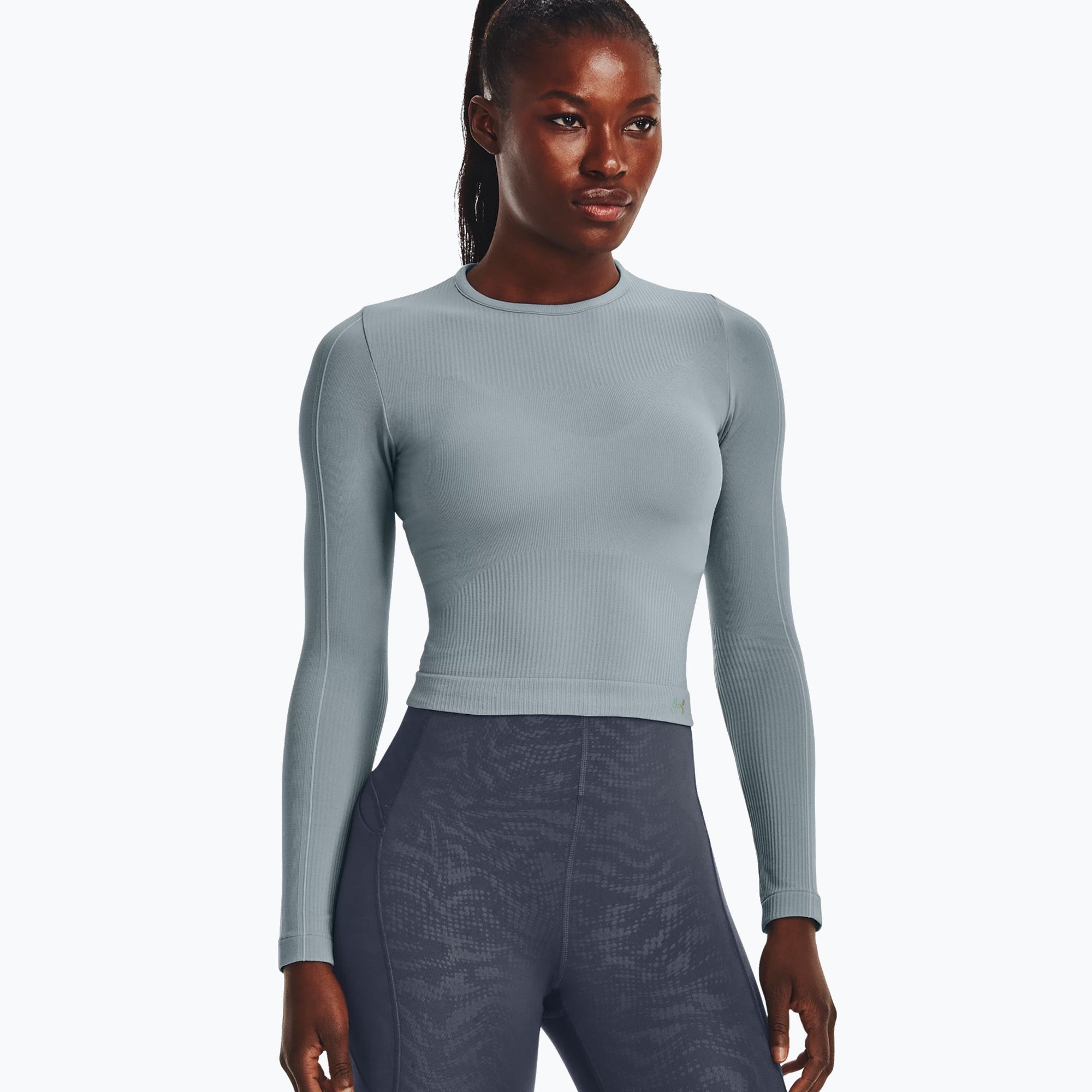 Longsleeve treningowy damski Under Armour Rush Seamless harbor blue/downpour gray/iridescent 