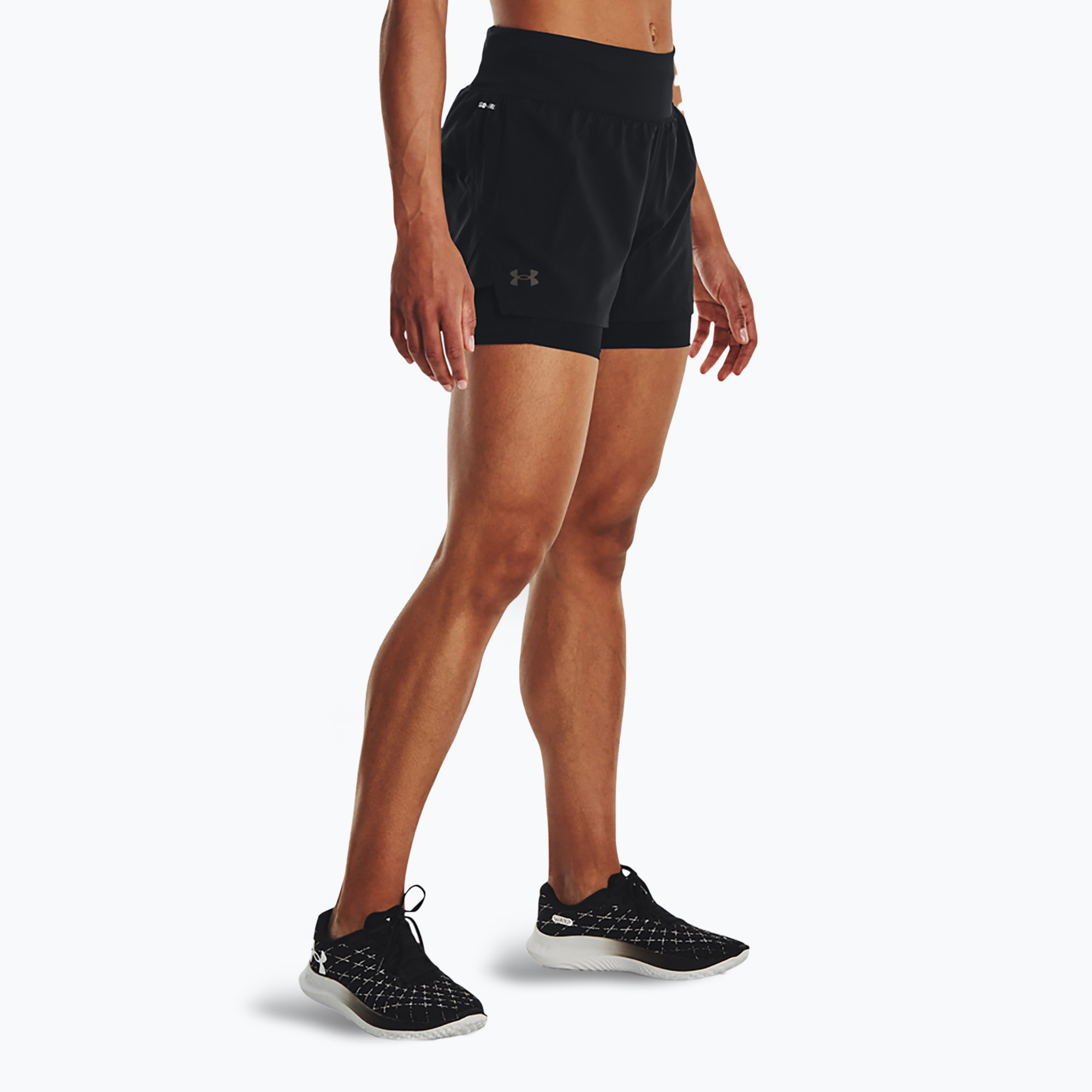 Spodenki do biegania damskie Under Armour Launch Pro 2IN1 black/black/reflective 