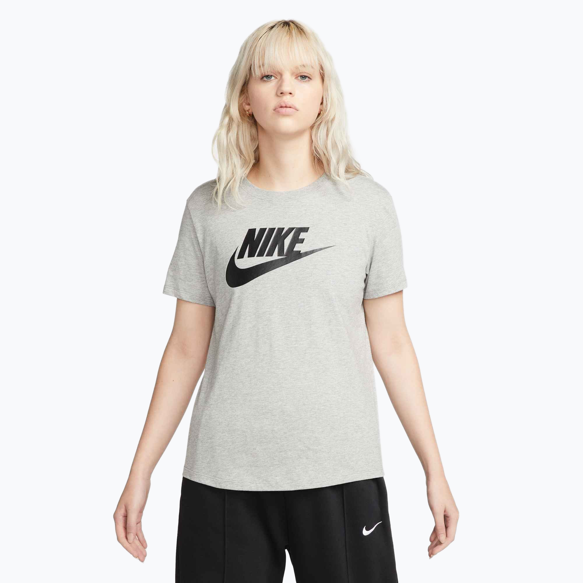 Maglietta Nike Sportswear Club Essentials Logo donna grigio scuro erica/nero (L) (Sportswear Club Essentials Logo DX7906-063)