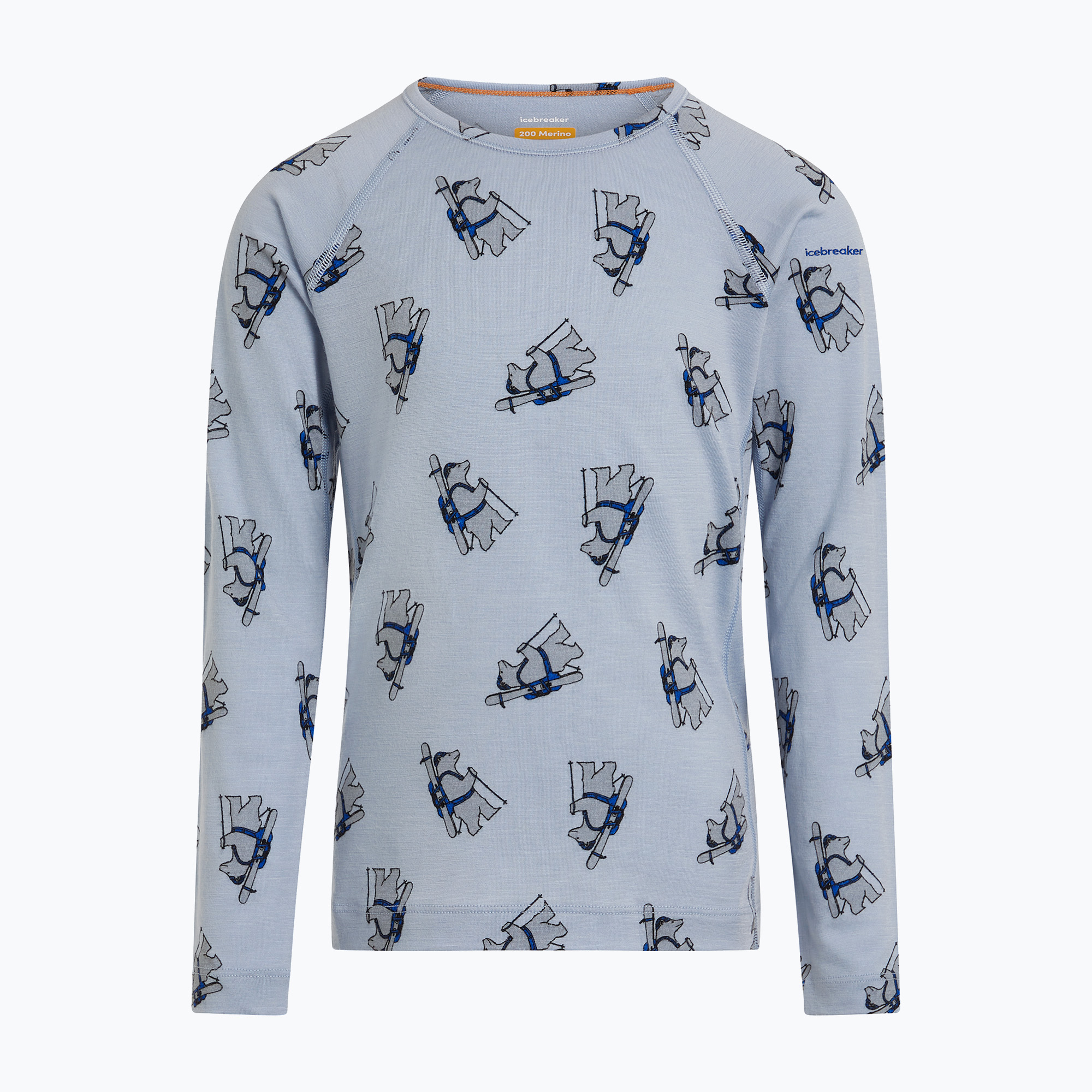 Detská termo mikina Icebreaker Merino 200 Oasis Crewe Bear Tour Zinc Blue/Aop