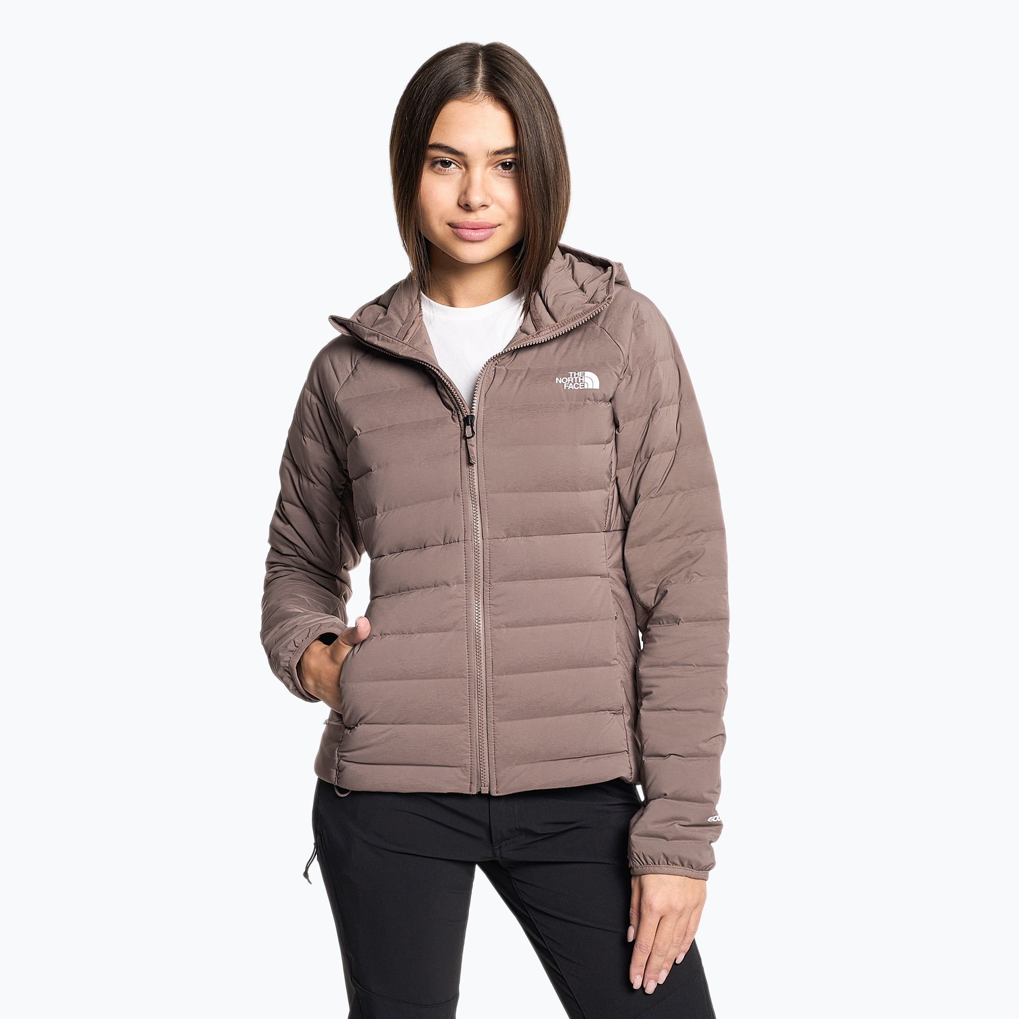 Kurtka damska The North Face Belleview Stretch Down Hoodie deep taupe 