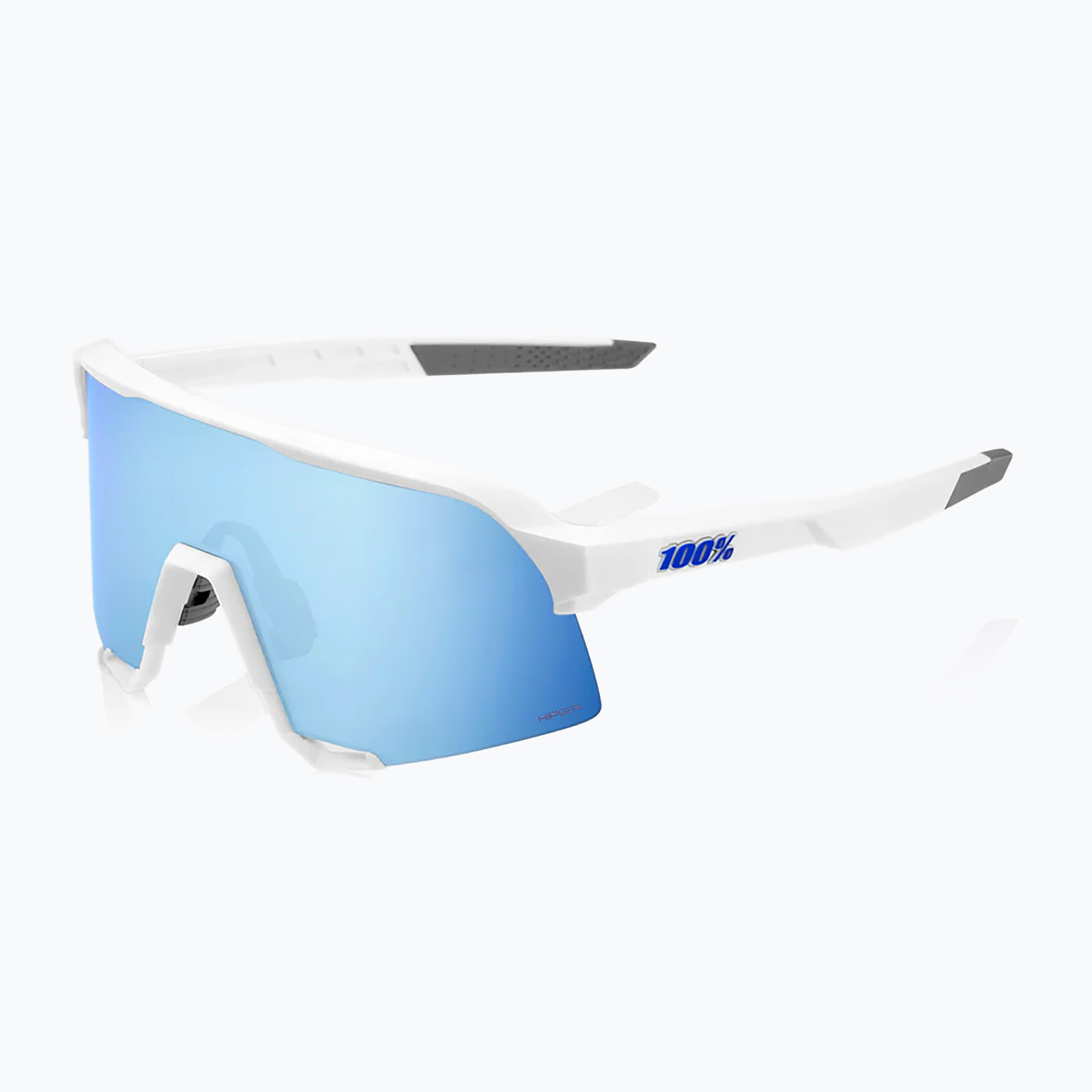 Слънчеви очила 100% S3 матово бяло/хипер синьо многослойно огледало