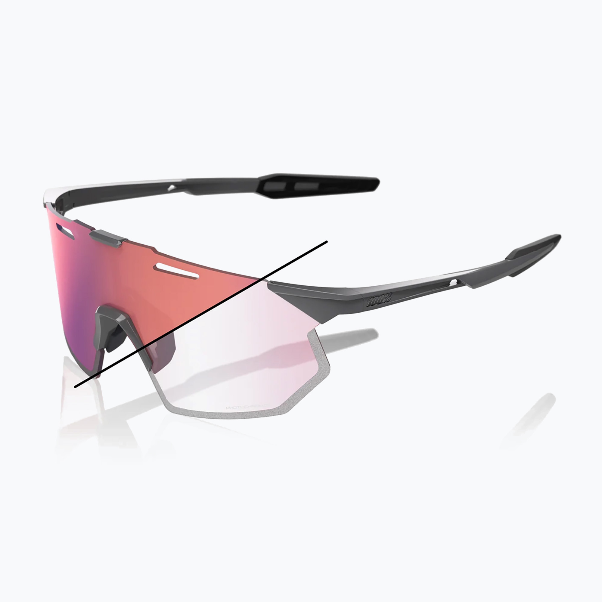Слънчеви очила 100% Hypercraft SQ gloss light grey/rose gold mirror photochromic