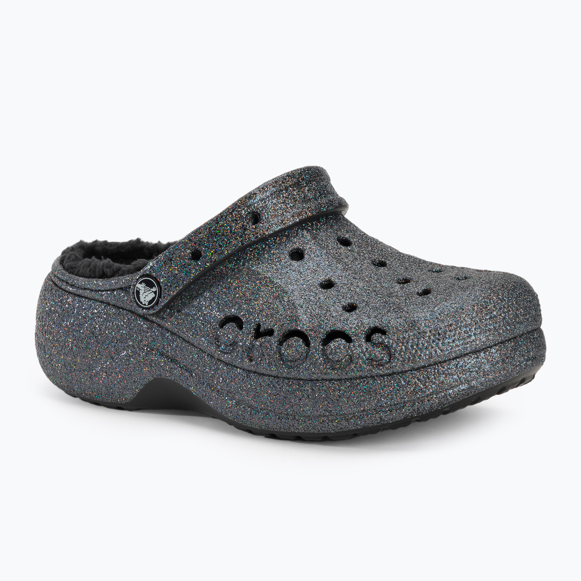 Klapki damskie Crocs Baya Platform Lined Glitter Clog black giltter 