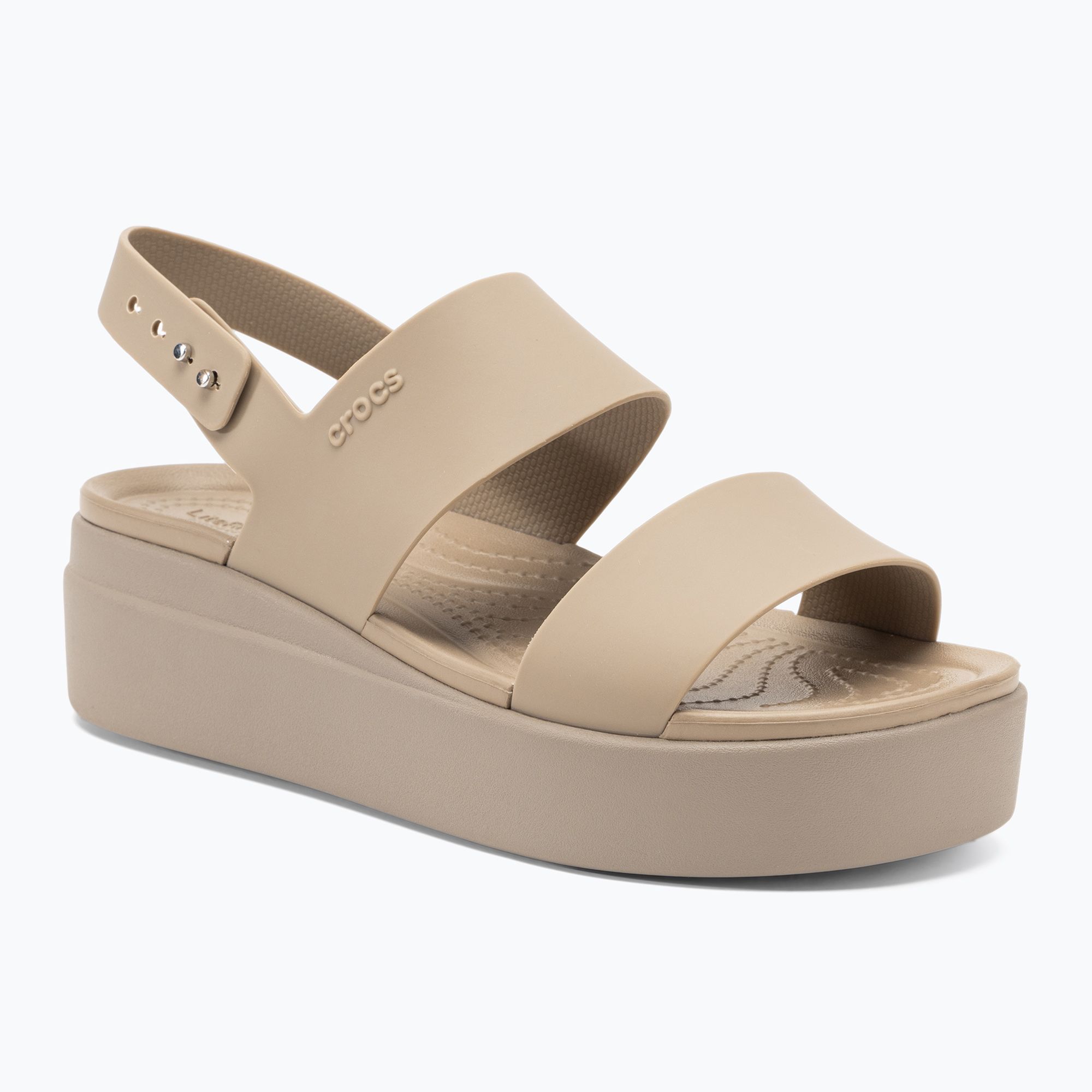 Sandały damskie Crocs Brooklyn Low Wedge latte/mushroom 