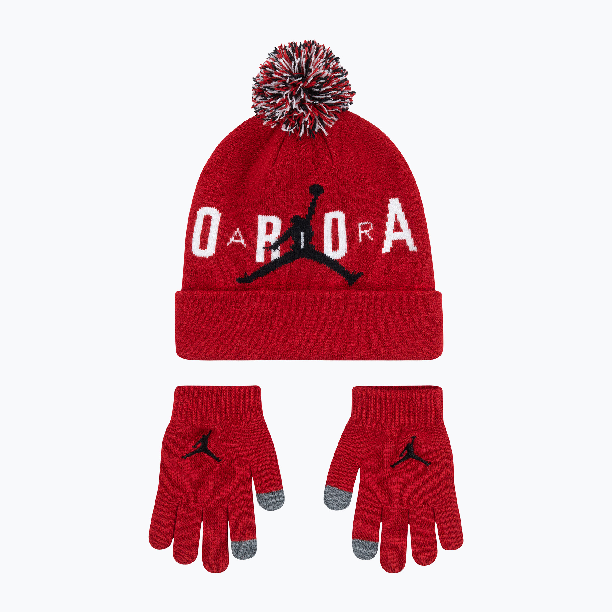 Czapka   rękawiczki dziecięce Nike Jordan Pom Beanie Set gym red