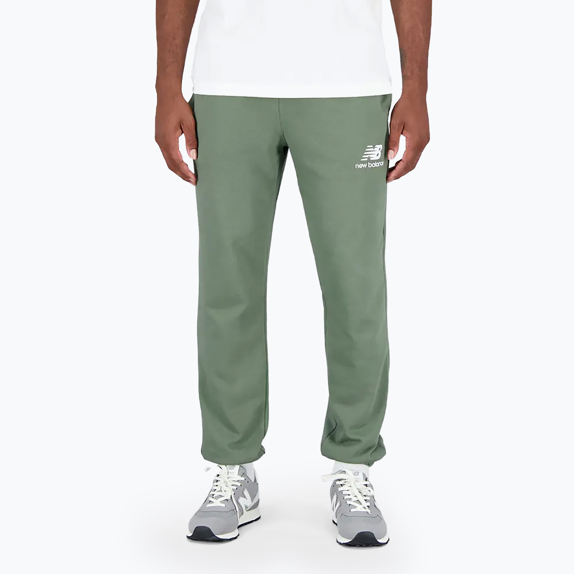 Spodnie męskie New Balance Essentials Stacked Logo French green 
