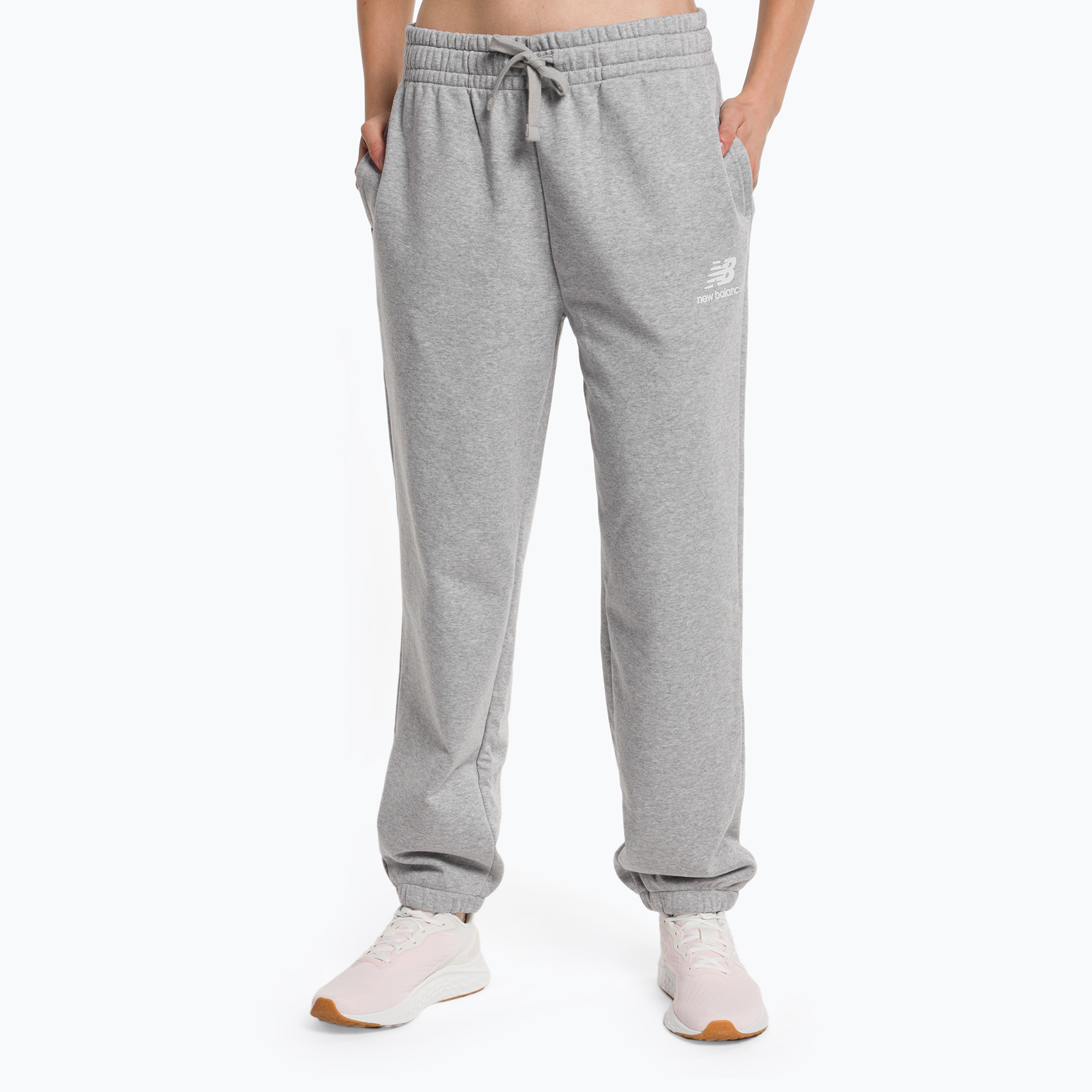 Spodnie damskie New Balance Essentials Stacked Logo French athletic grey 