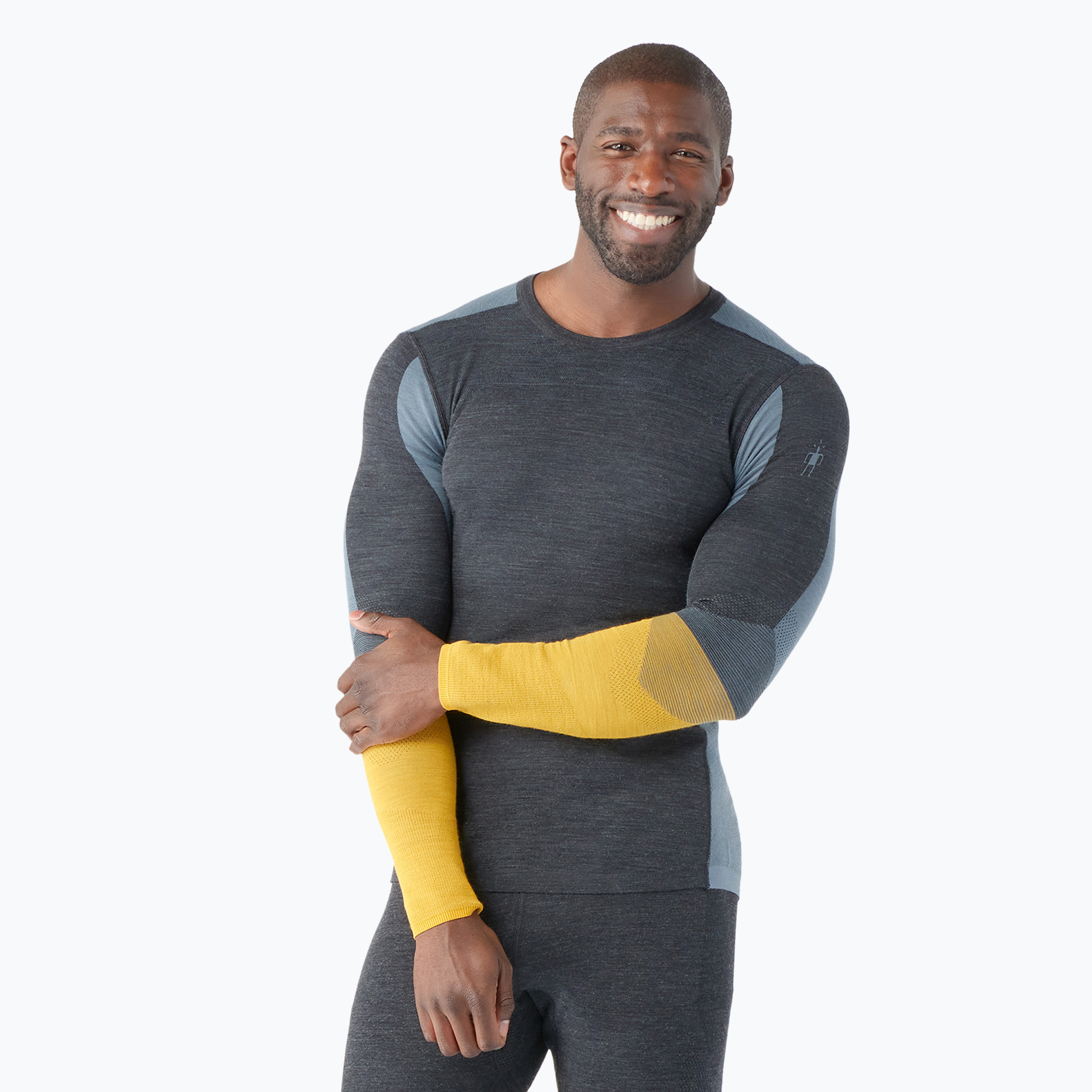 Pánska termoakčná mikina Smartwool Intraknit Thermal Merino Baselayer Colorblock Crew charcoal