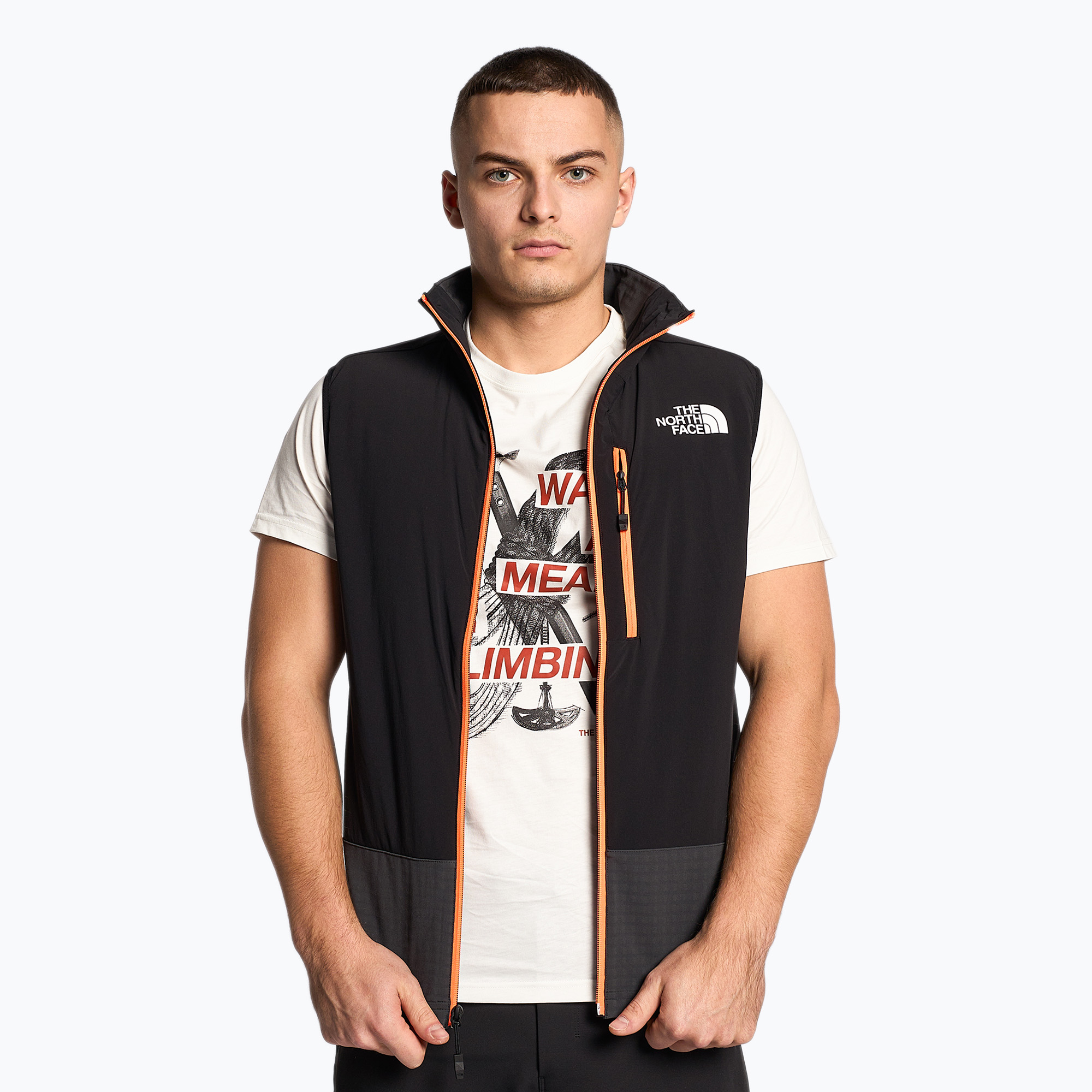 Bezrękawnik męski The North Face Dawn Turn Hybrid Ventrix asphalt grey/black/shocking orange 
