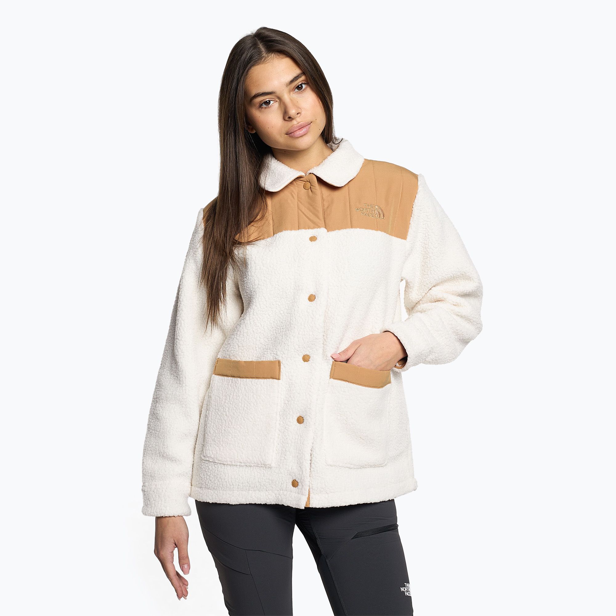 Kurtka damska The North Face Cragmont Fleece Shacket gardenia white/almond butter 