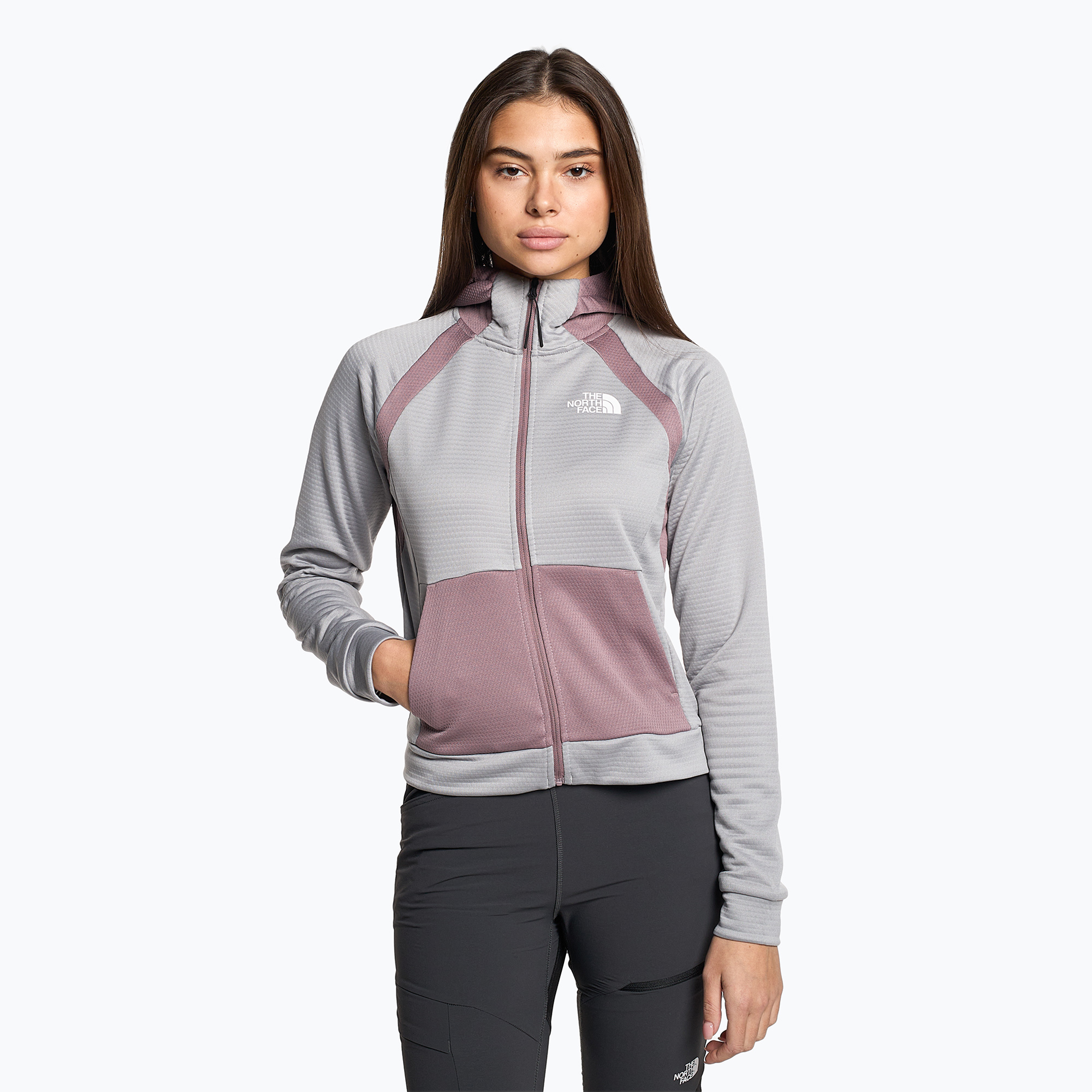 Bluza trekkingowa damska The North Face Mountain Athletics Full Zip Fleece meld grey/fawn grey 