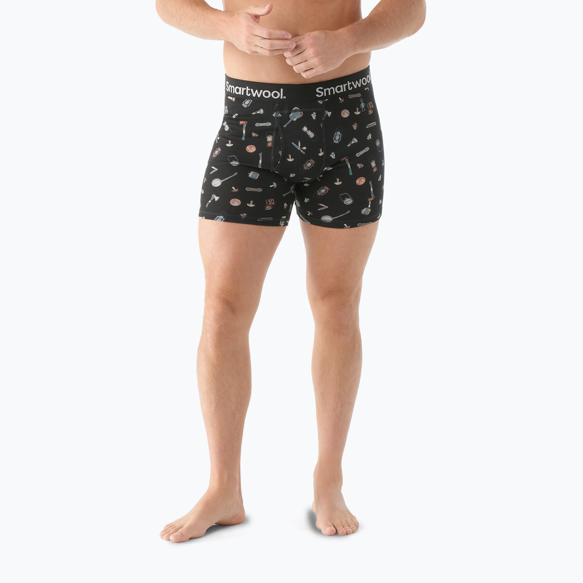 Boxer Smartwool Merino Print da uomo, nero, da campeggio (XL) (Merino Print Boxer Brief Boxed SW017005N54)