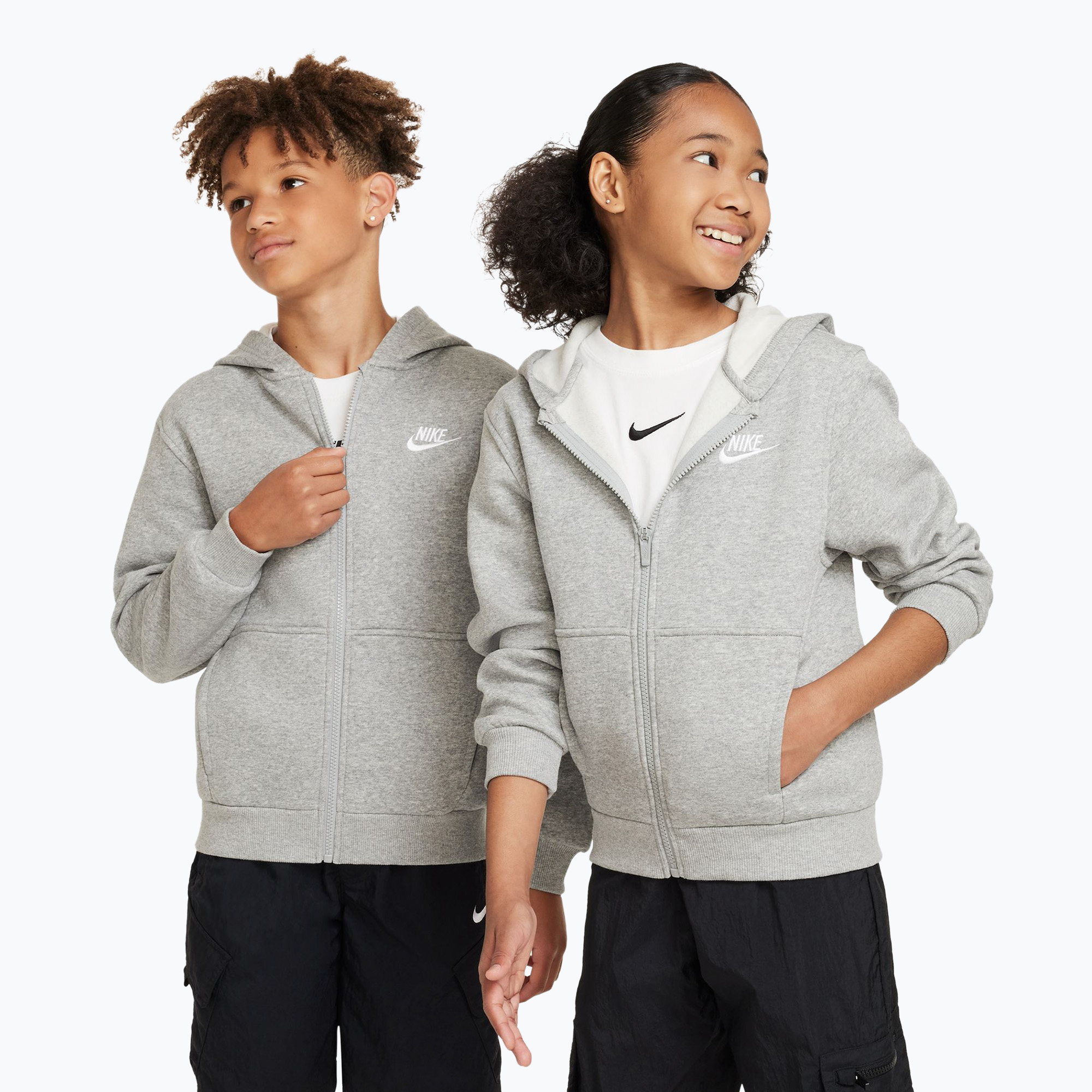 Bluza dziecięca Nike Sportswear Club Fleece dark grey heather/base grey/white