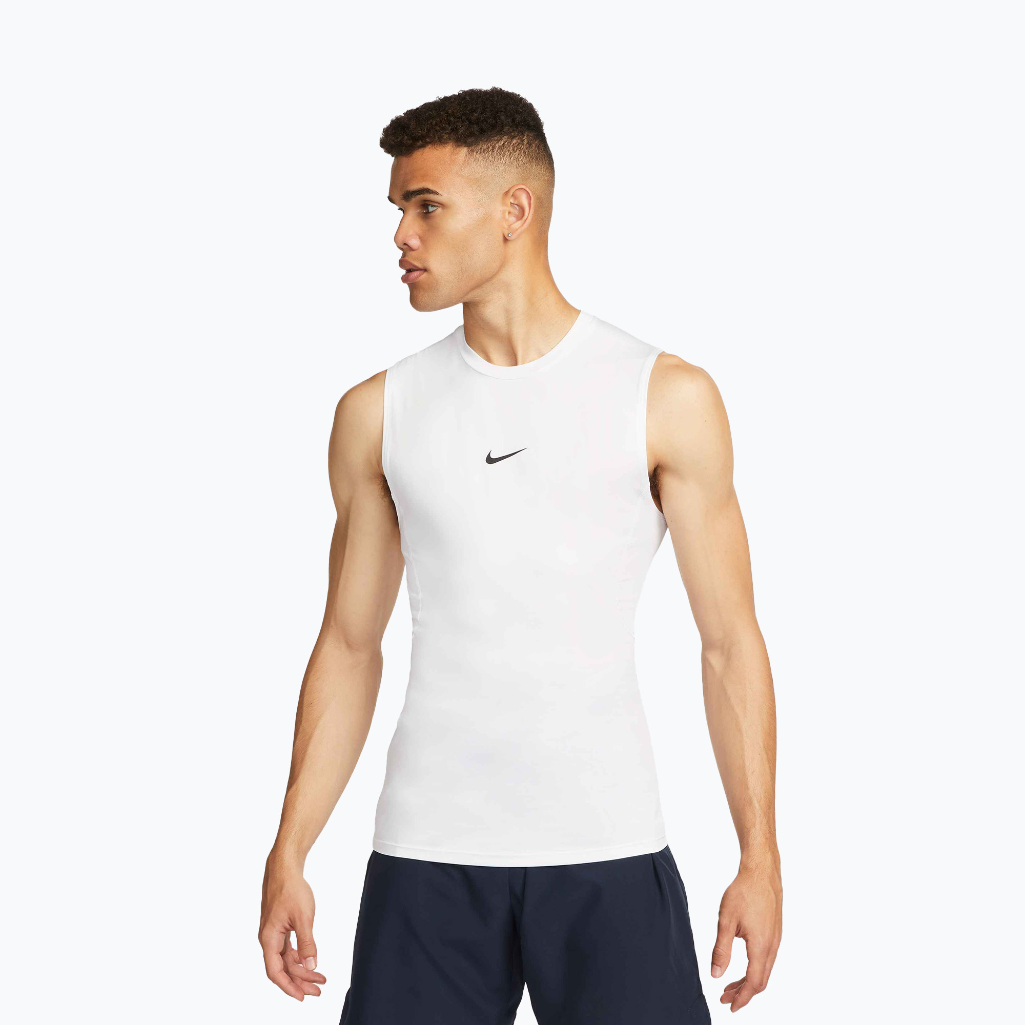 Koszulka męska Nike Pro Dri-Fit Tight Sleeveless Fitness white/black 