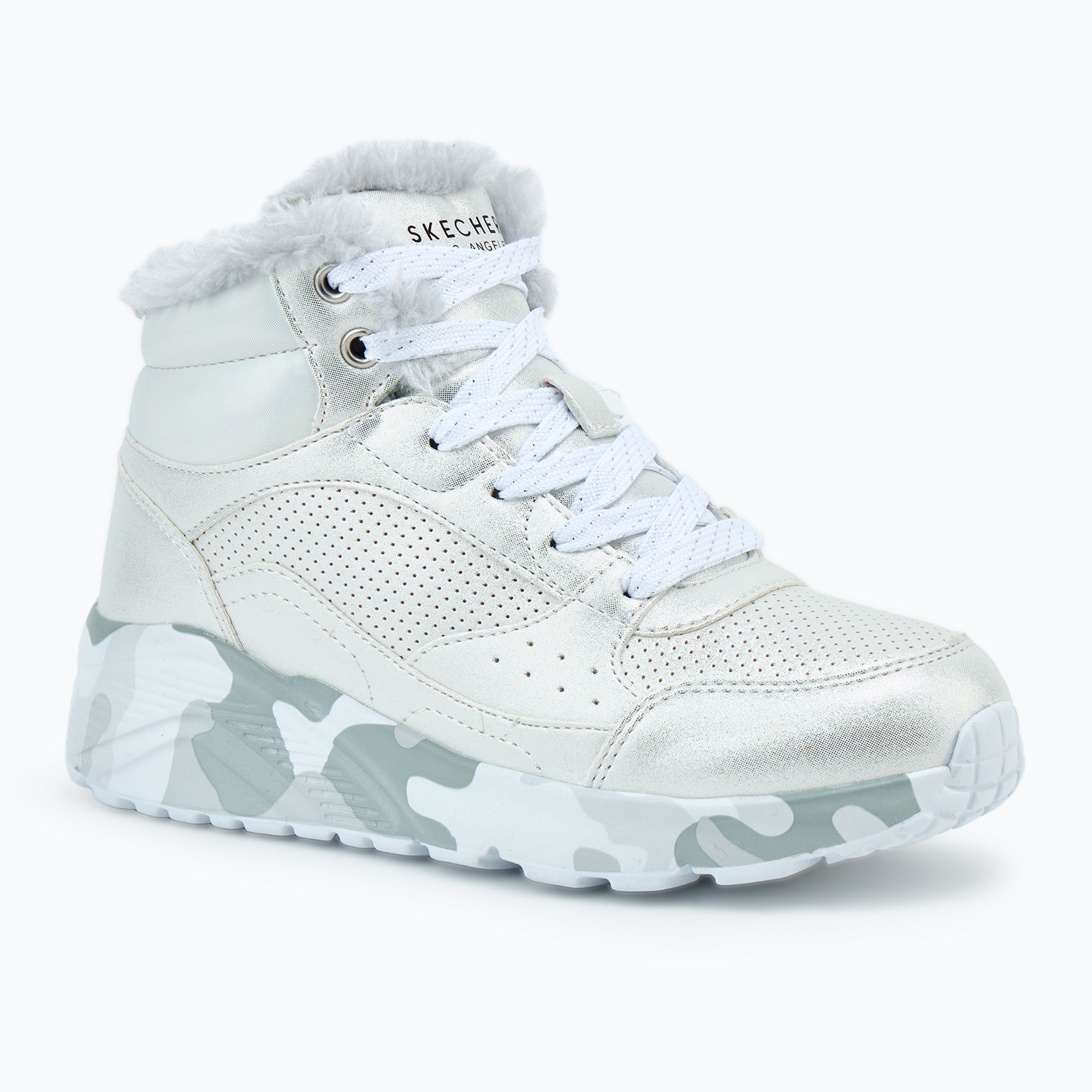 Buty dziecięce SKECHERS Uno Lite Camo Dazzle silver/grey 