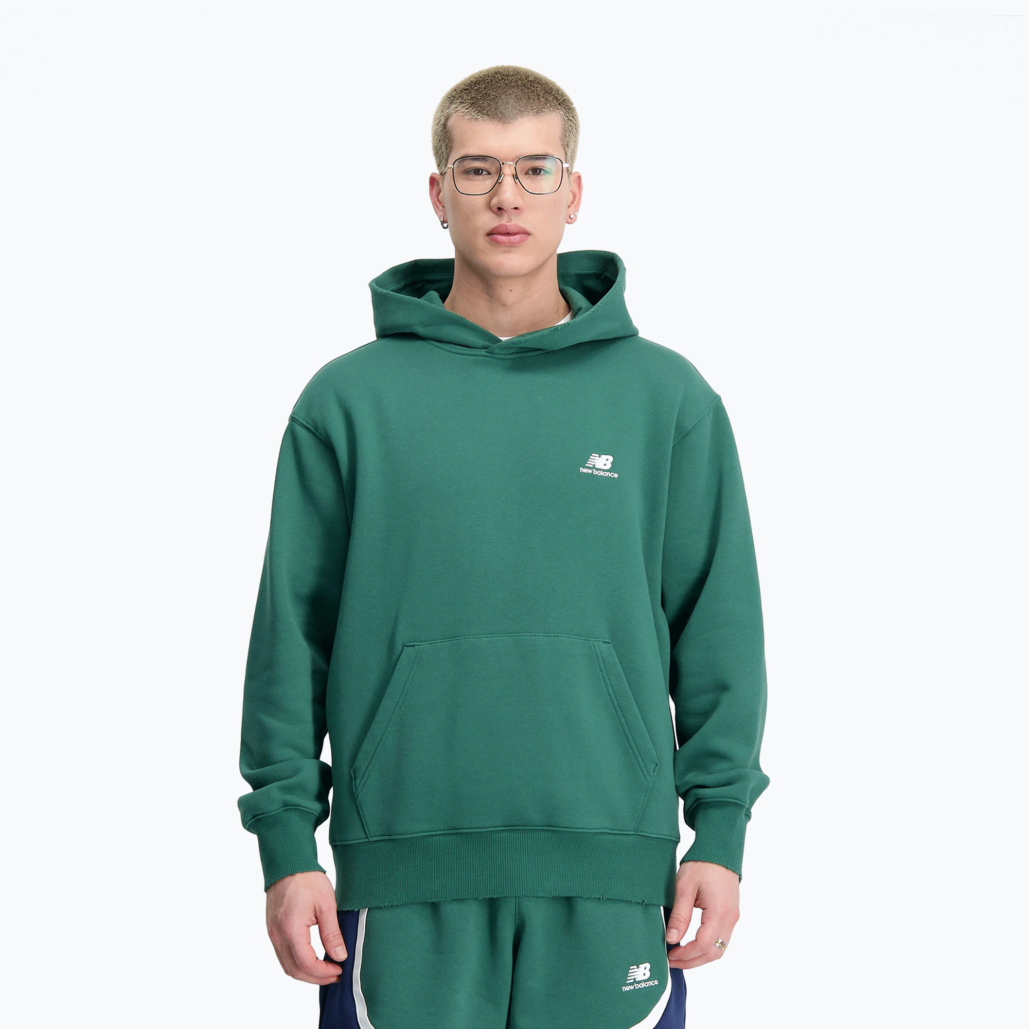 Bluza męska New Balance Hoops Fleece Hoodie team forest green 