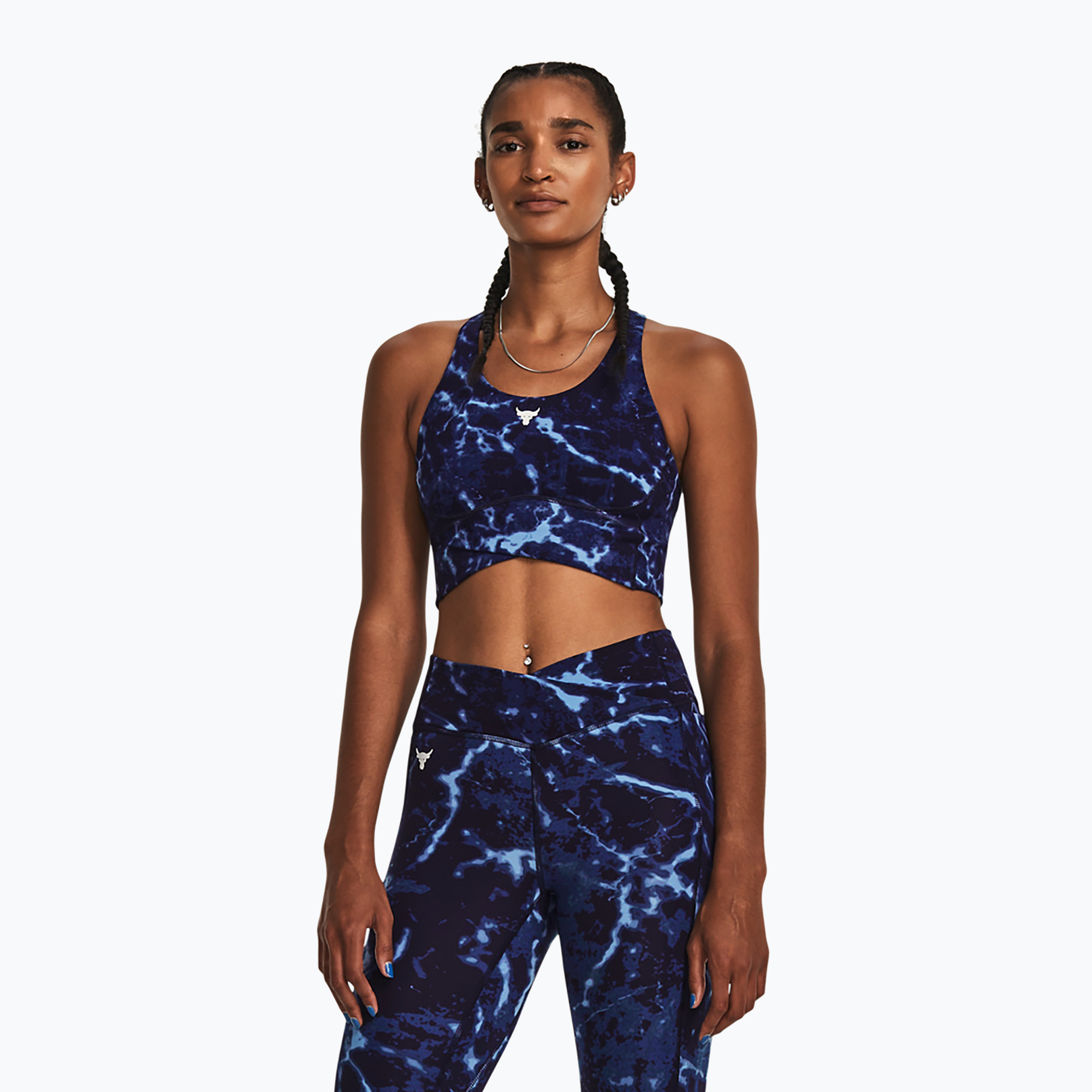 Top de antrenament pentru femei Under Armour Project Rock LG Crssover Top midnight navy/downpour gray/downpour gray