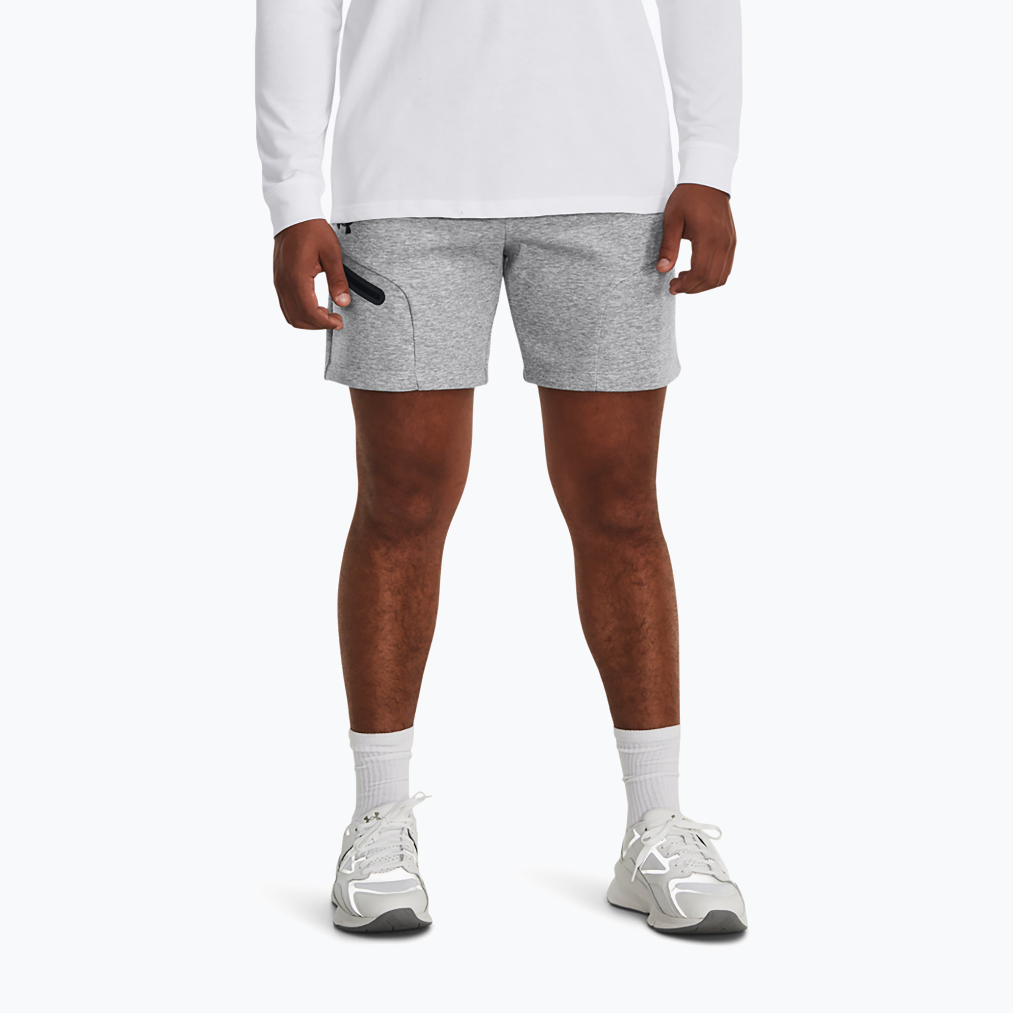 Spodenki treningowe męskie Under Armour Unstoppable Fleece mod gray/black 