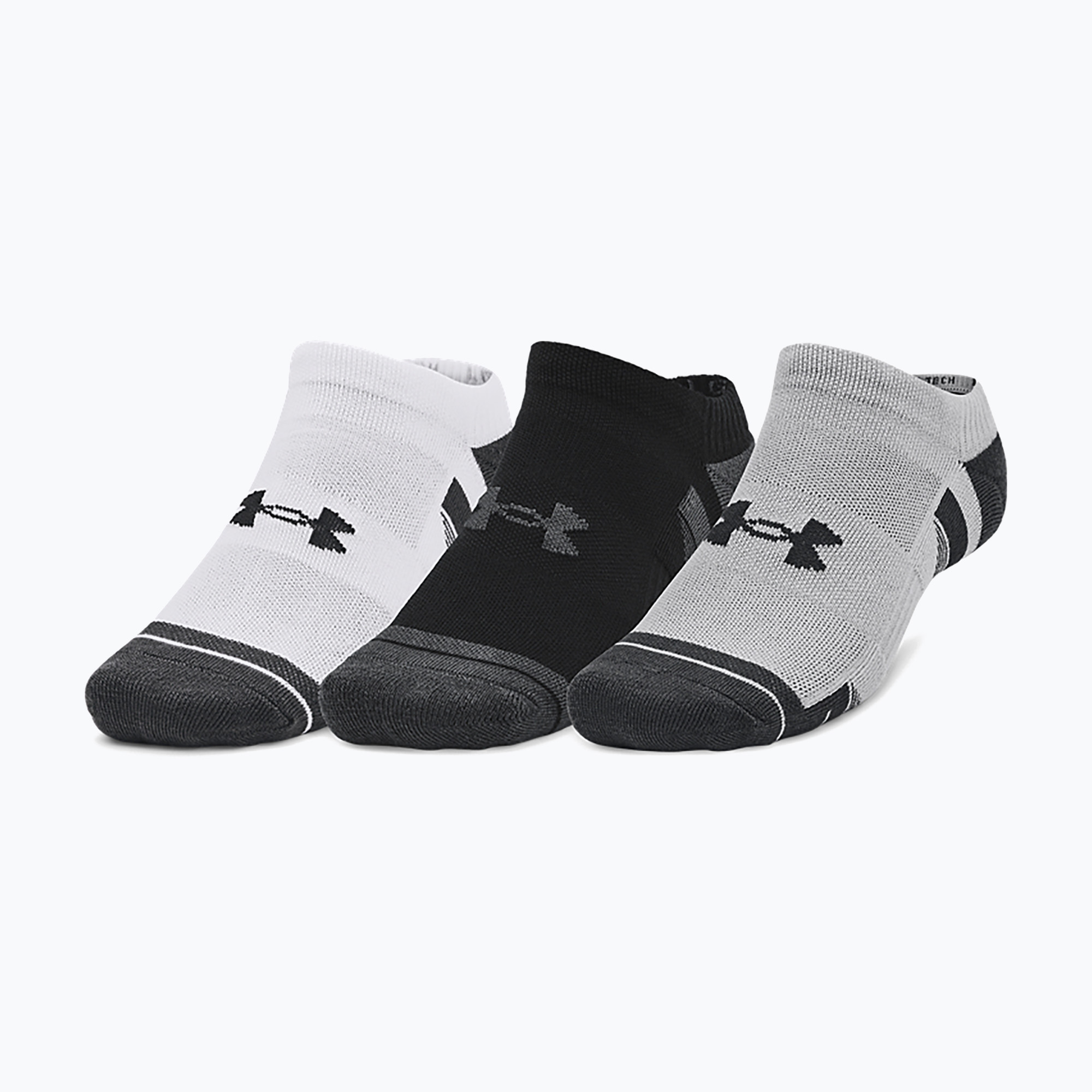 Under Armour Performance Tech NS calze 3 paia mod grigio/bianco/grigio (L) (Performance Tech NS 1379503-011)