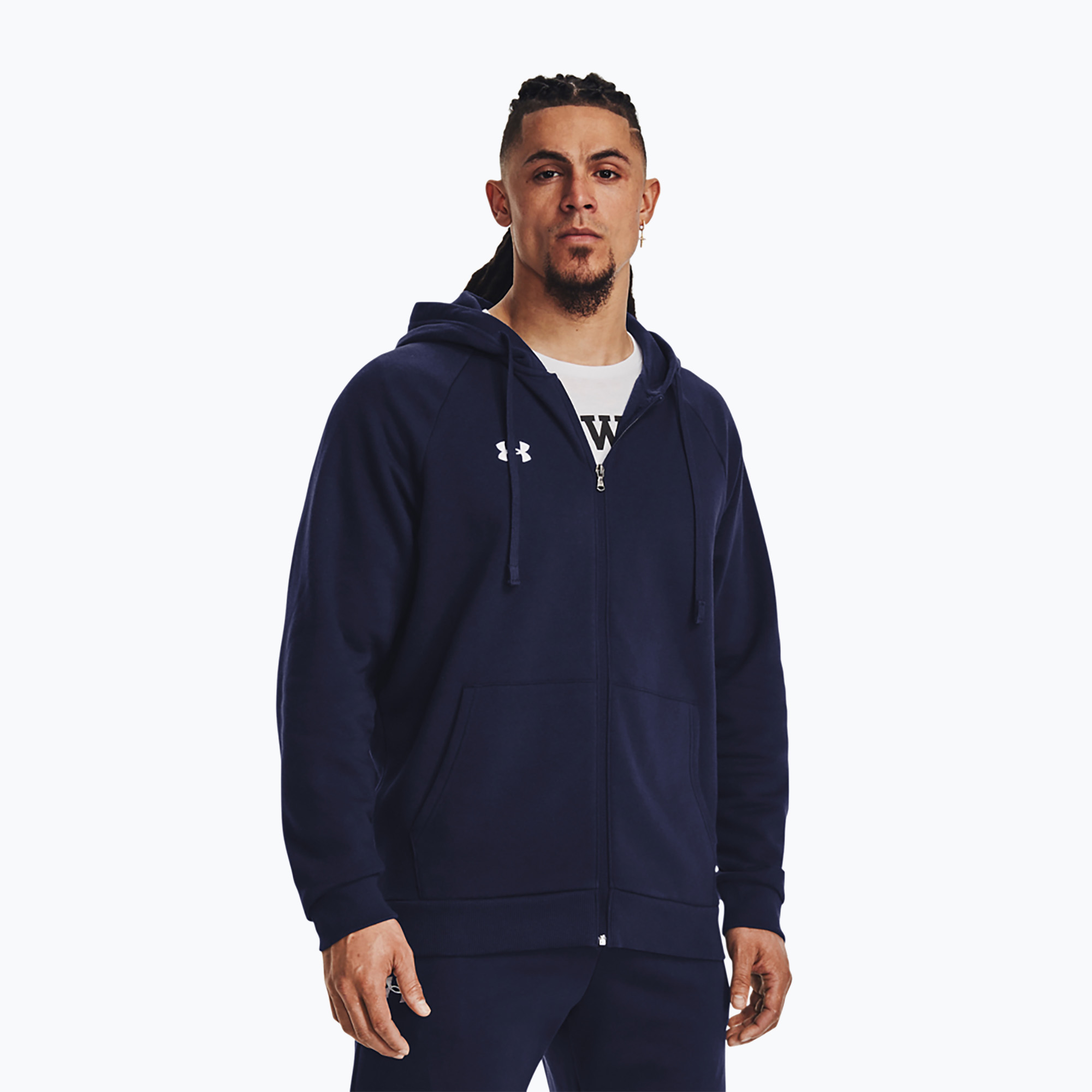Bluza treningowa męska Under Armour Rival Fleece FZ Hoodie midnight navy/white 