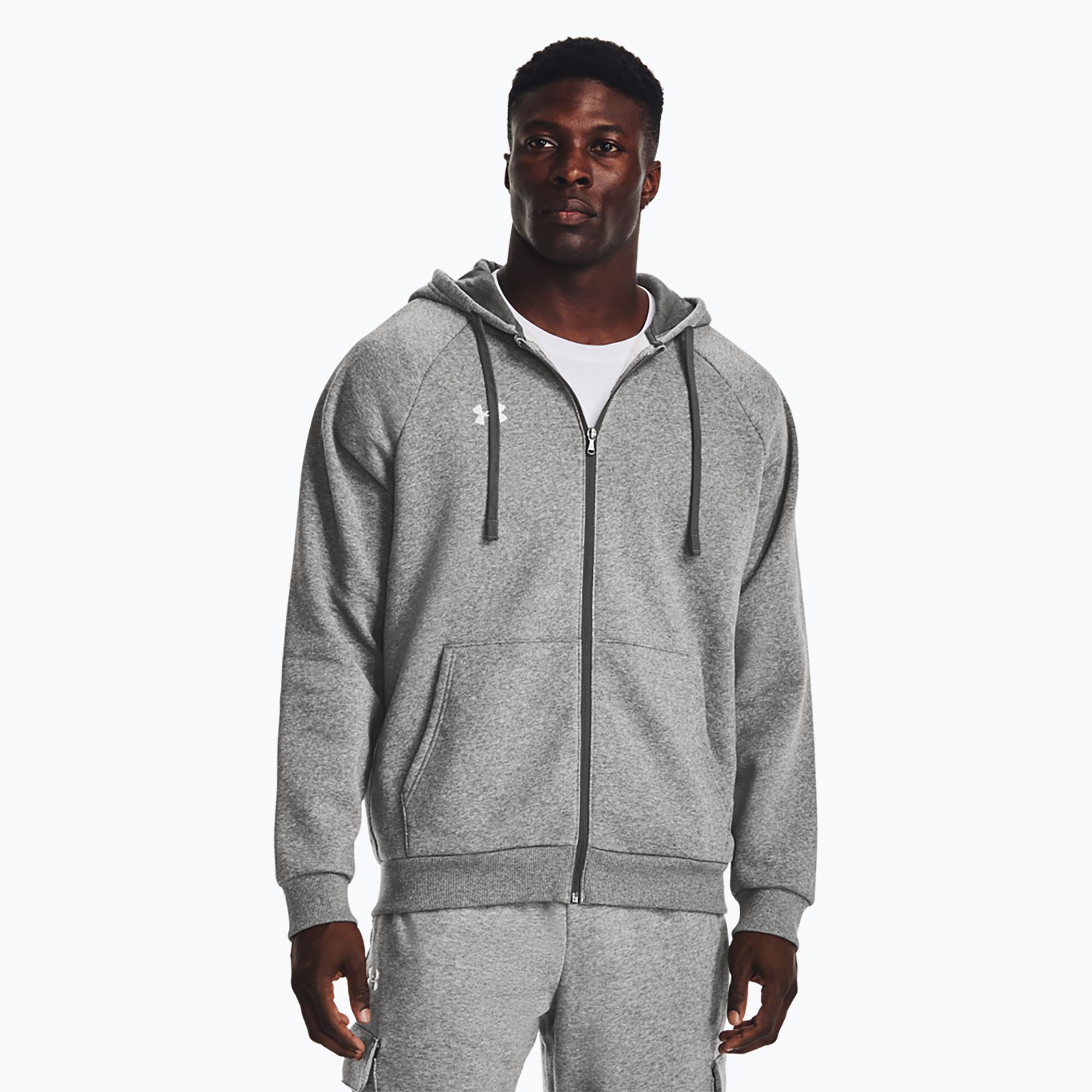Bluza męska Under Armour Rival Fleece FZ Hoodie castlerock light heather/white 