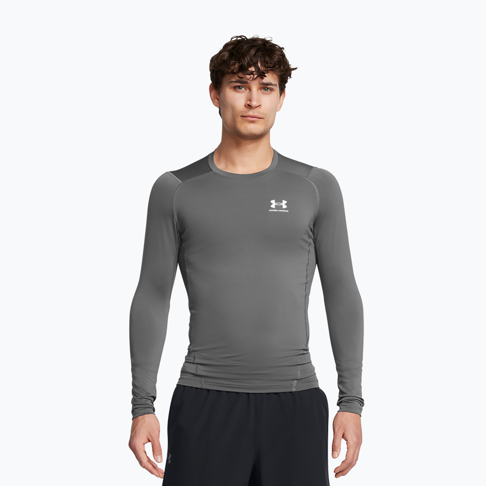 Longsleeve treningowy męski Under Armour Heat Gear Armour Comp castlerock/white 