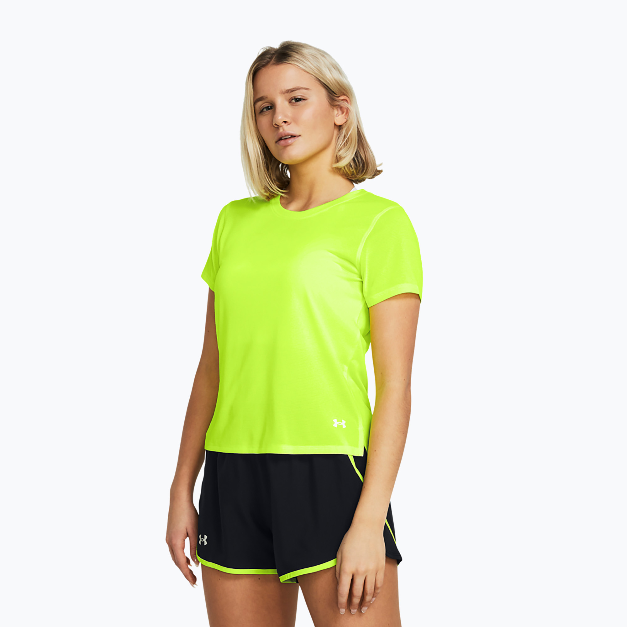 Koszulka do biegania damska Under Armour Launch high vis yellow/reflective 