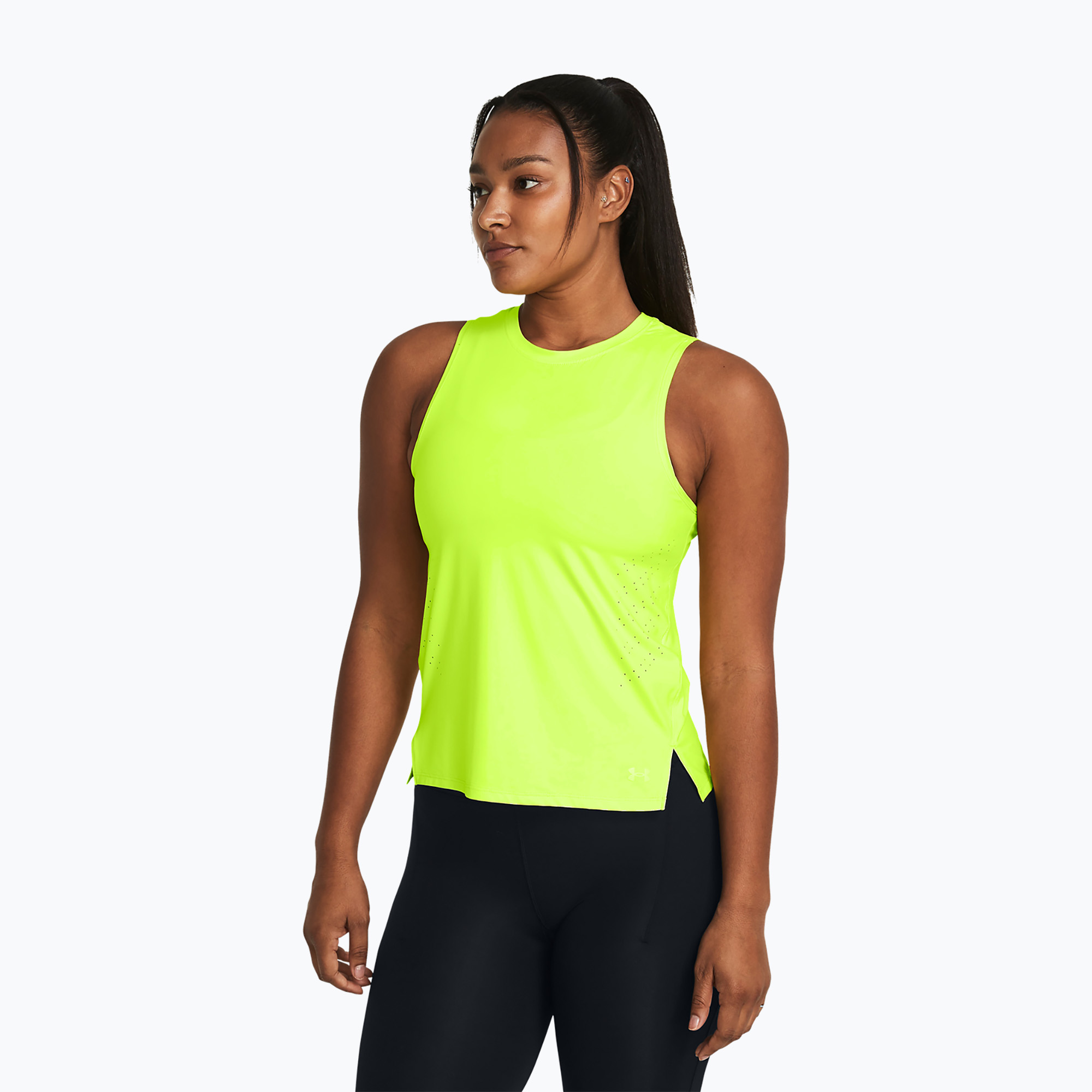 Koszulka do biegania damska Under Armour Launch Elite Tank high-vis yellow/reflective 
