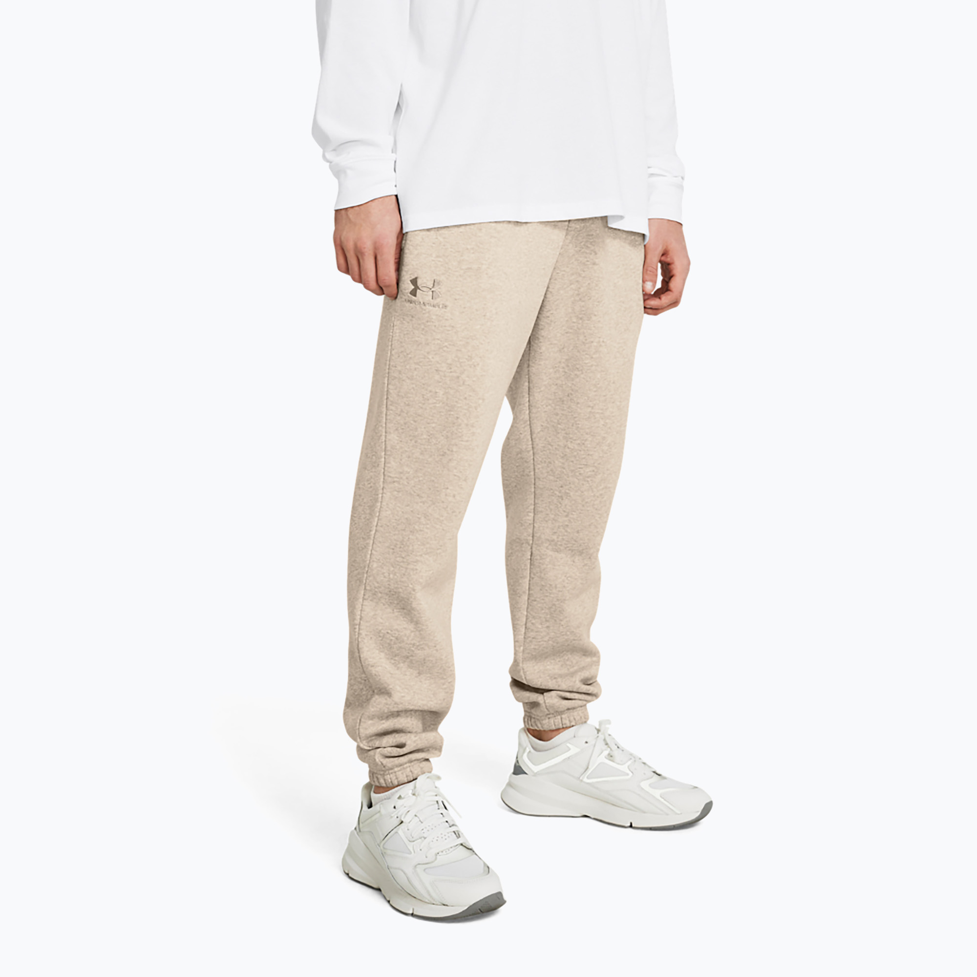 Spodnie treningowe męskie Under Armour Essential Fleece Joggers timberwolf taupe light hthr/timberwolf taupe 