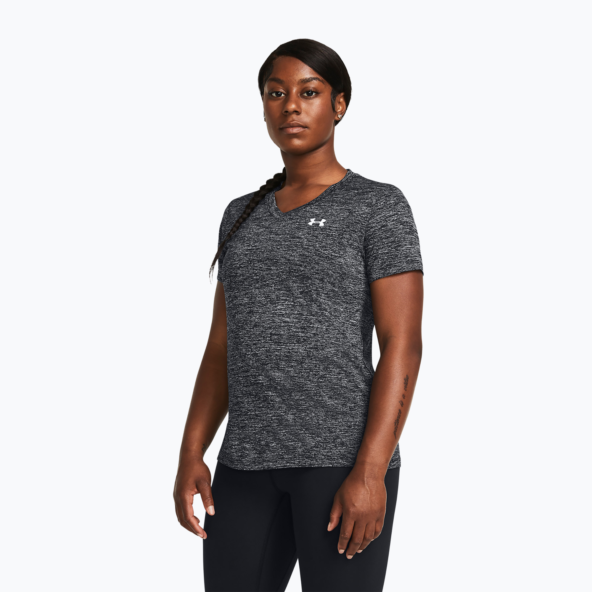 Dámske tréningové tričko Under Armour Tech V-Twist black/white (Tech V-Twist 1384227-001)